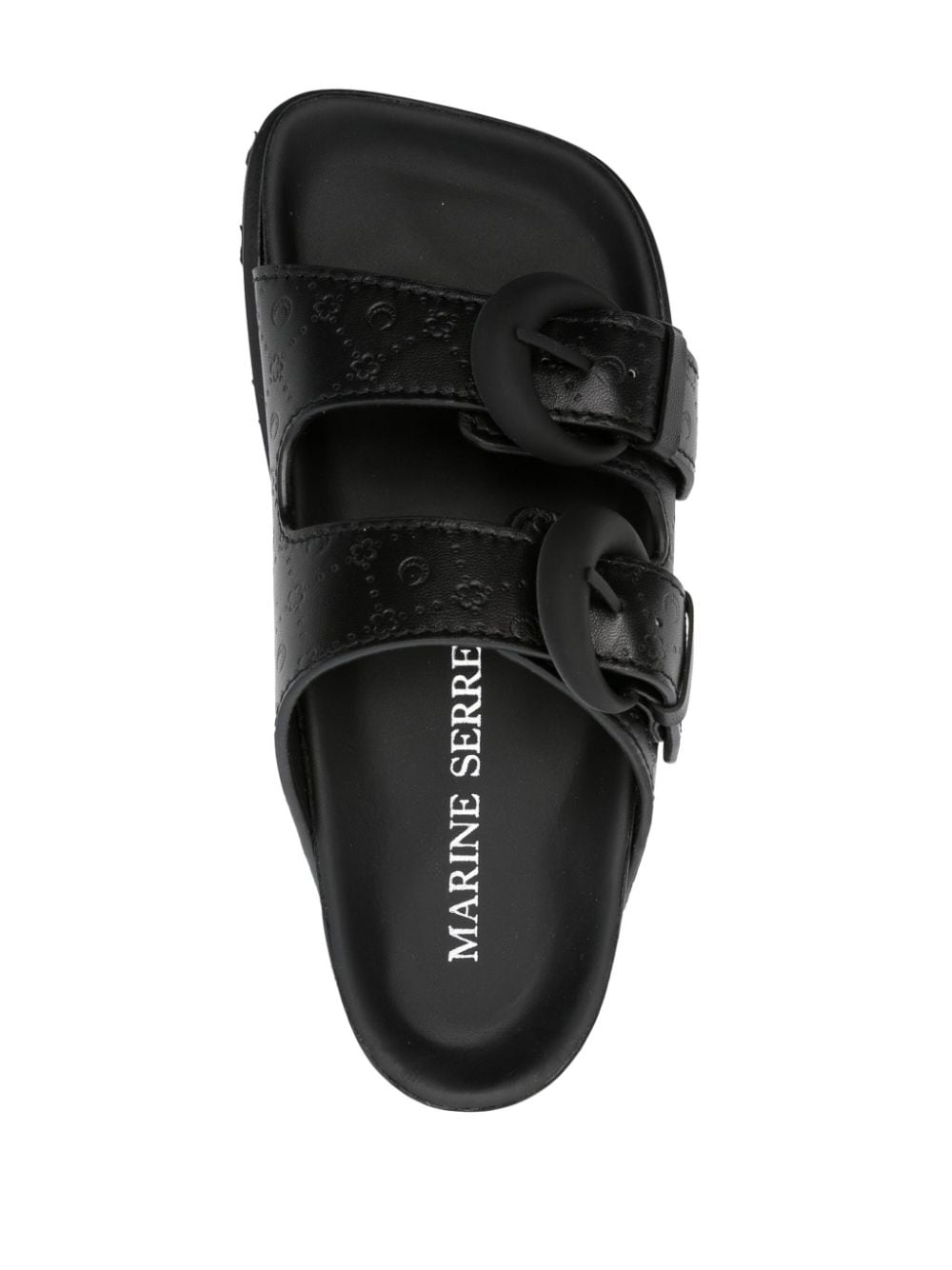 monogram-embossed leather slides - 4