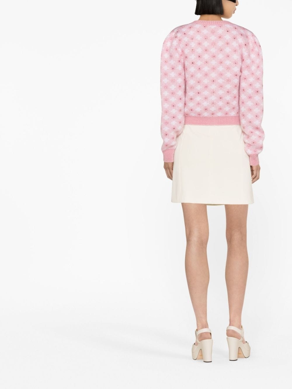 rhinestone-embellished gingham cardigan - 4