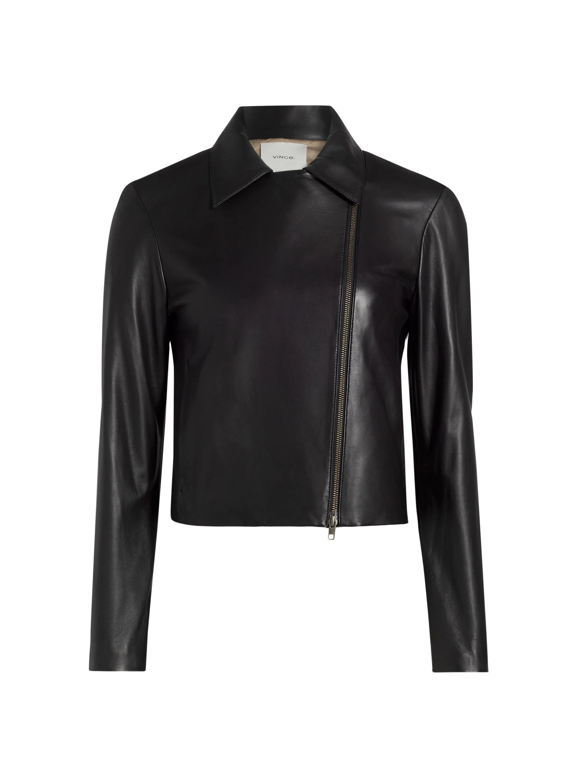 Women's Leather Moto Jacket - Black - 1
