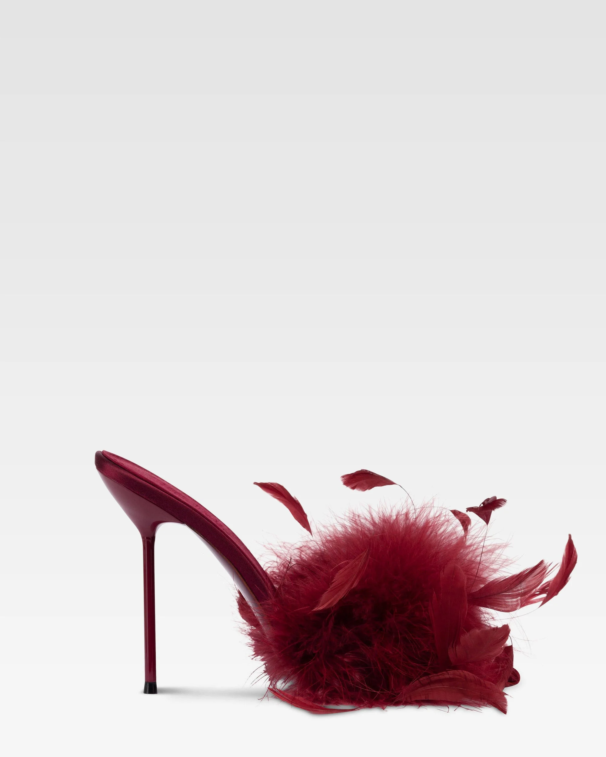 Satin mule with decorative feathers - 1