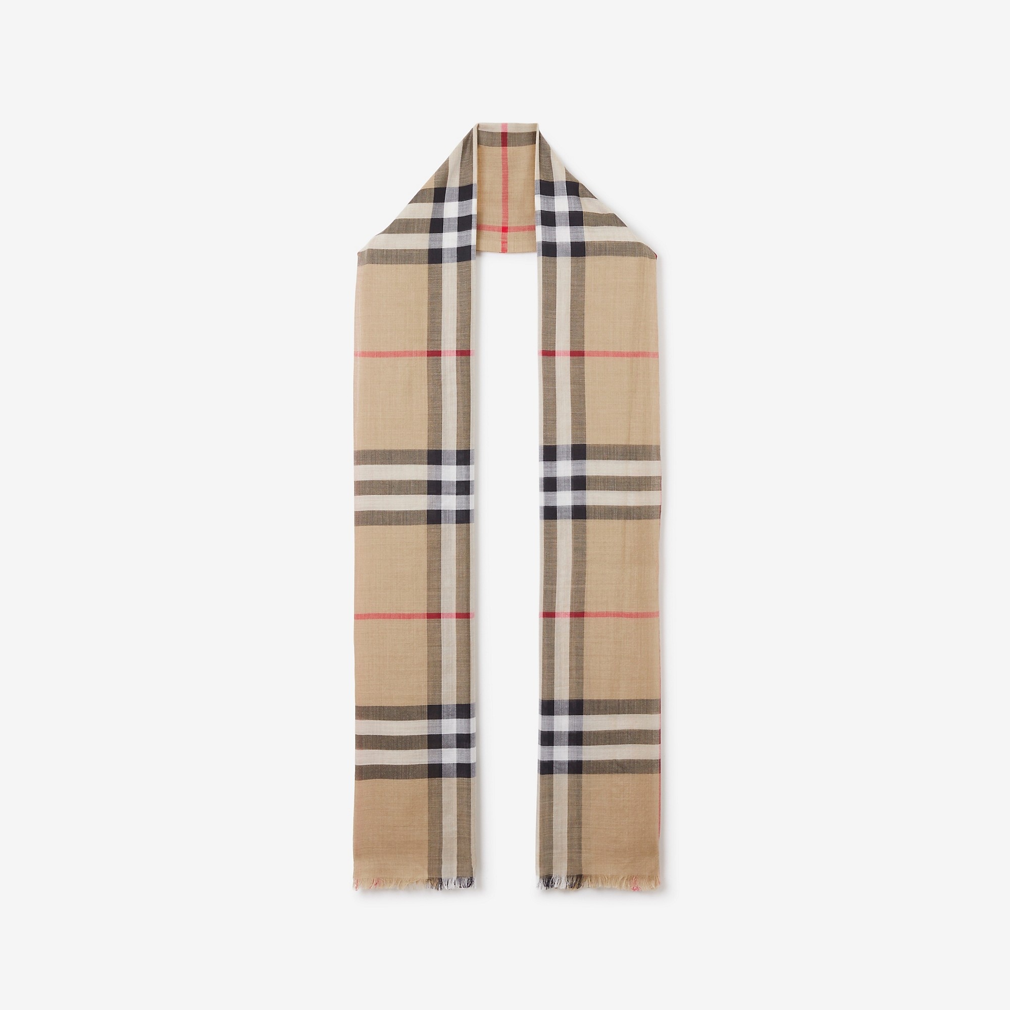 Lightweight Check Wool Silk Scarf - 4
