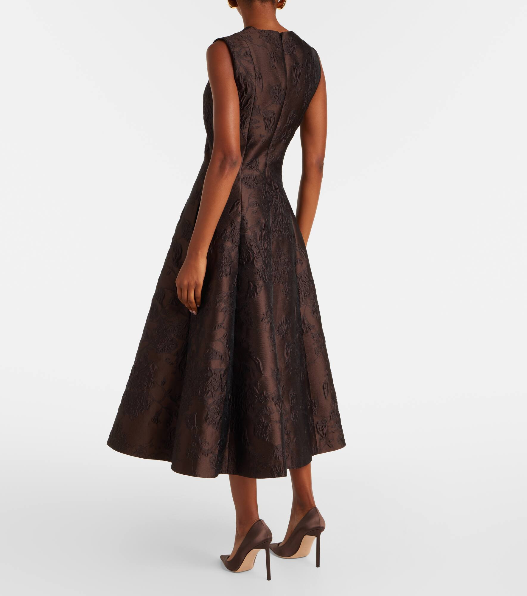 Flared embroidered midi dress - 3