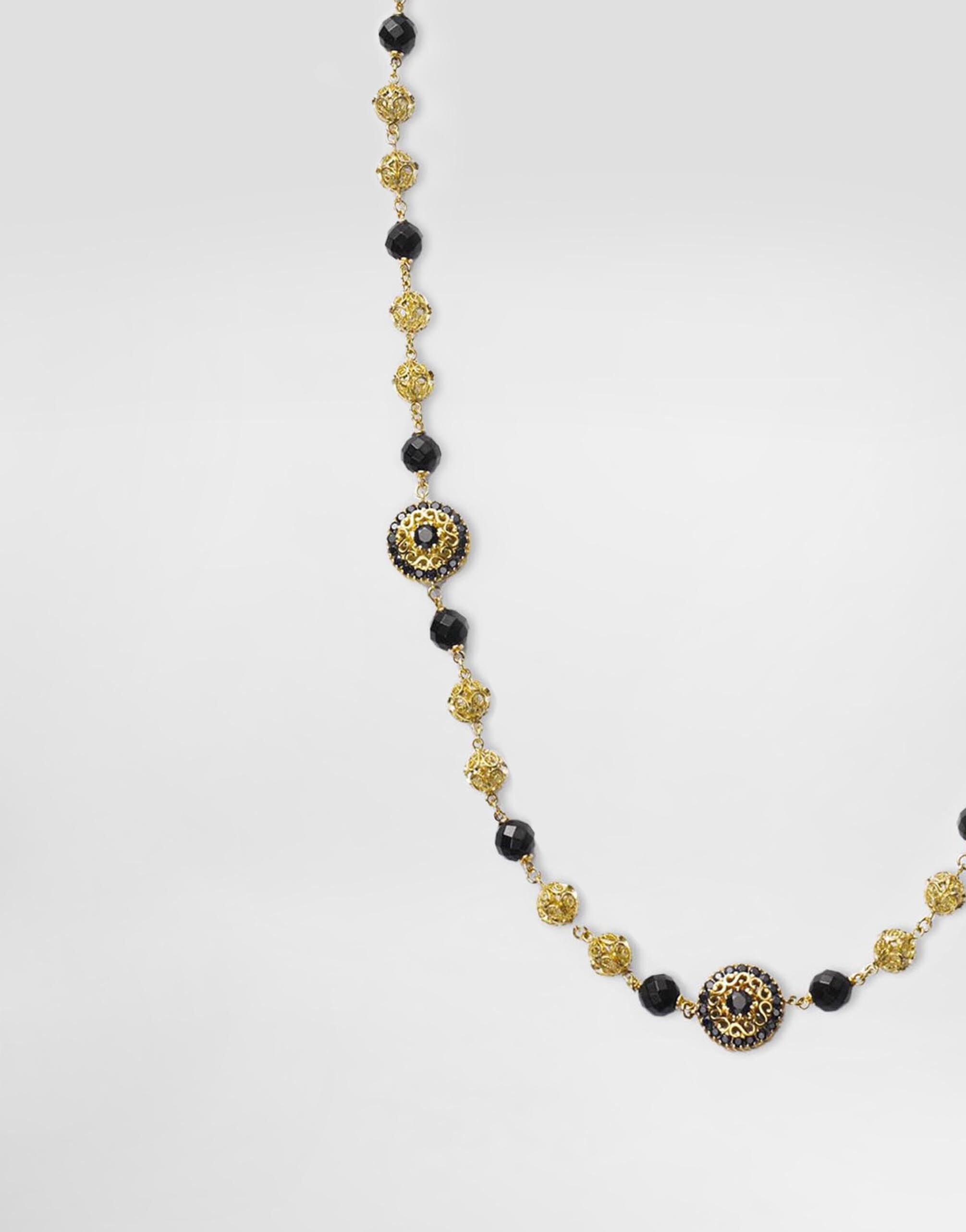 Sicily Necklace 18-carat yellow gold, black sapphires and black jade - 2