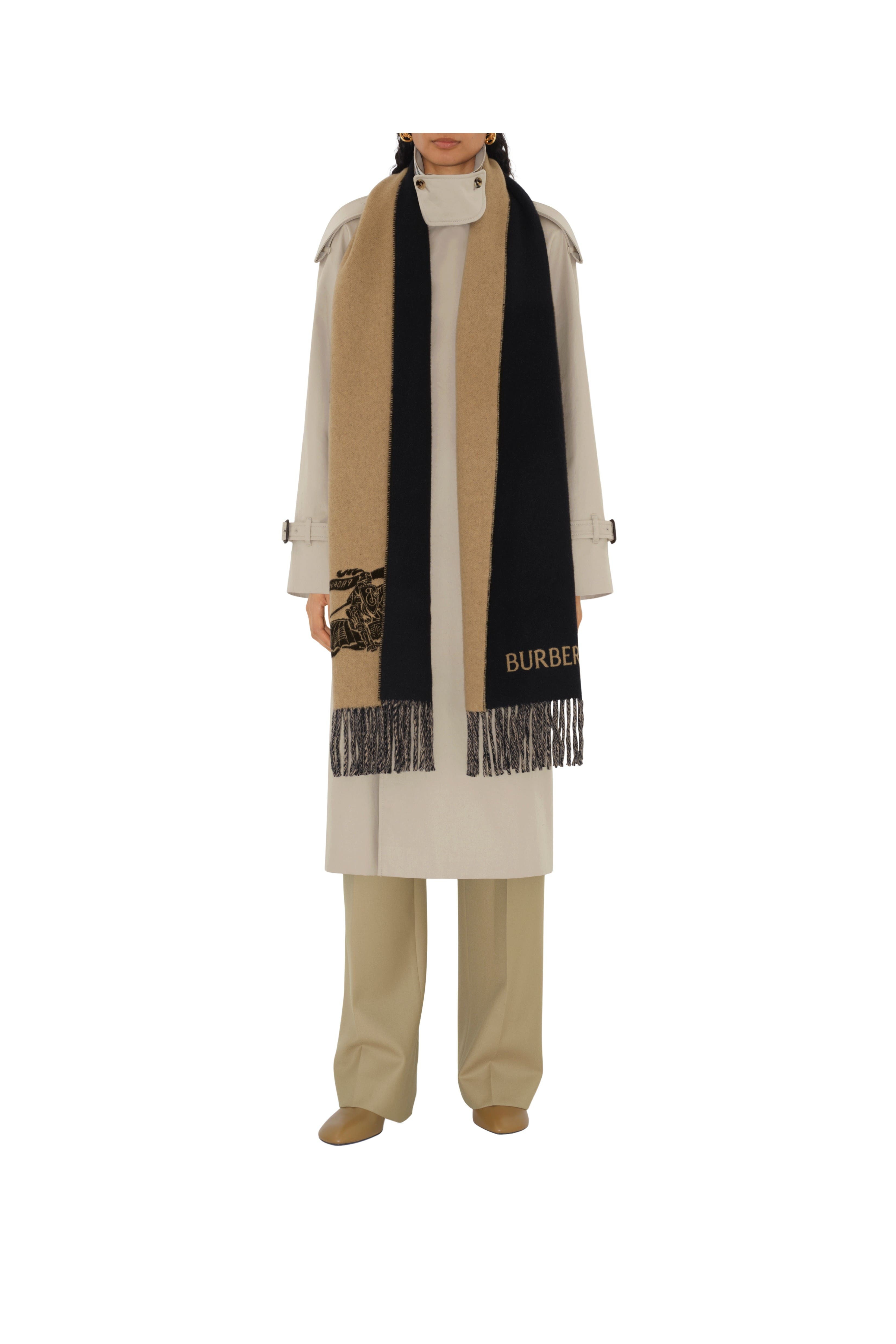 burberry Reversible EKD Cashmere Scarf in Camel/black at Nordstrom - 2