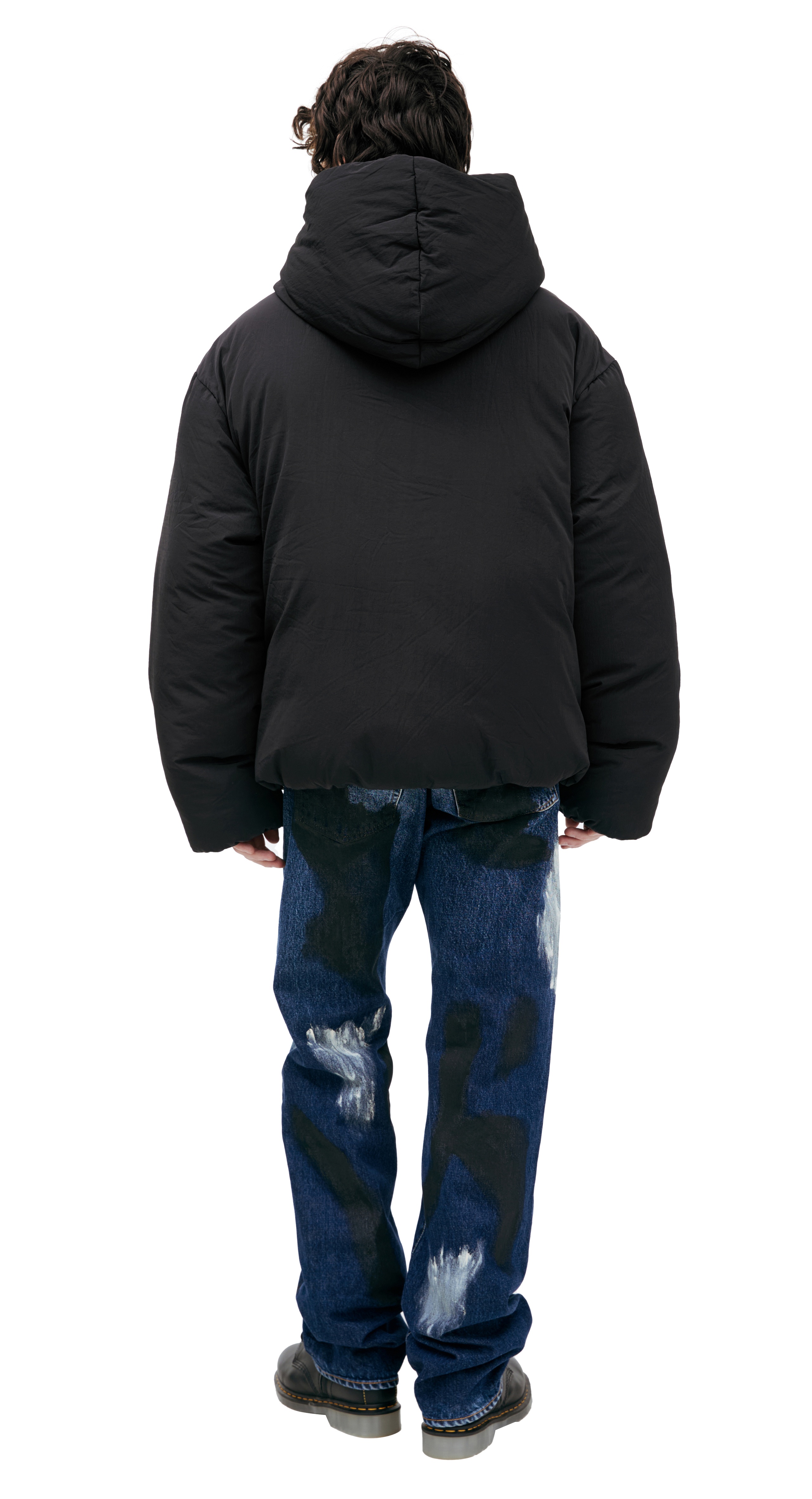 BLACK DOWN JACKET WITH LOGO - 3