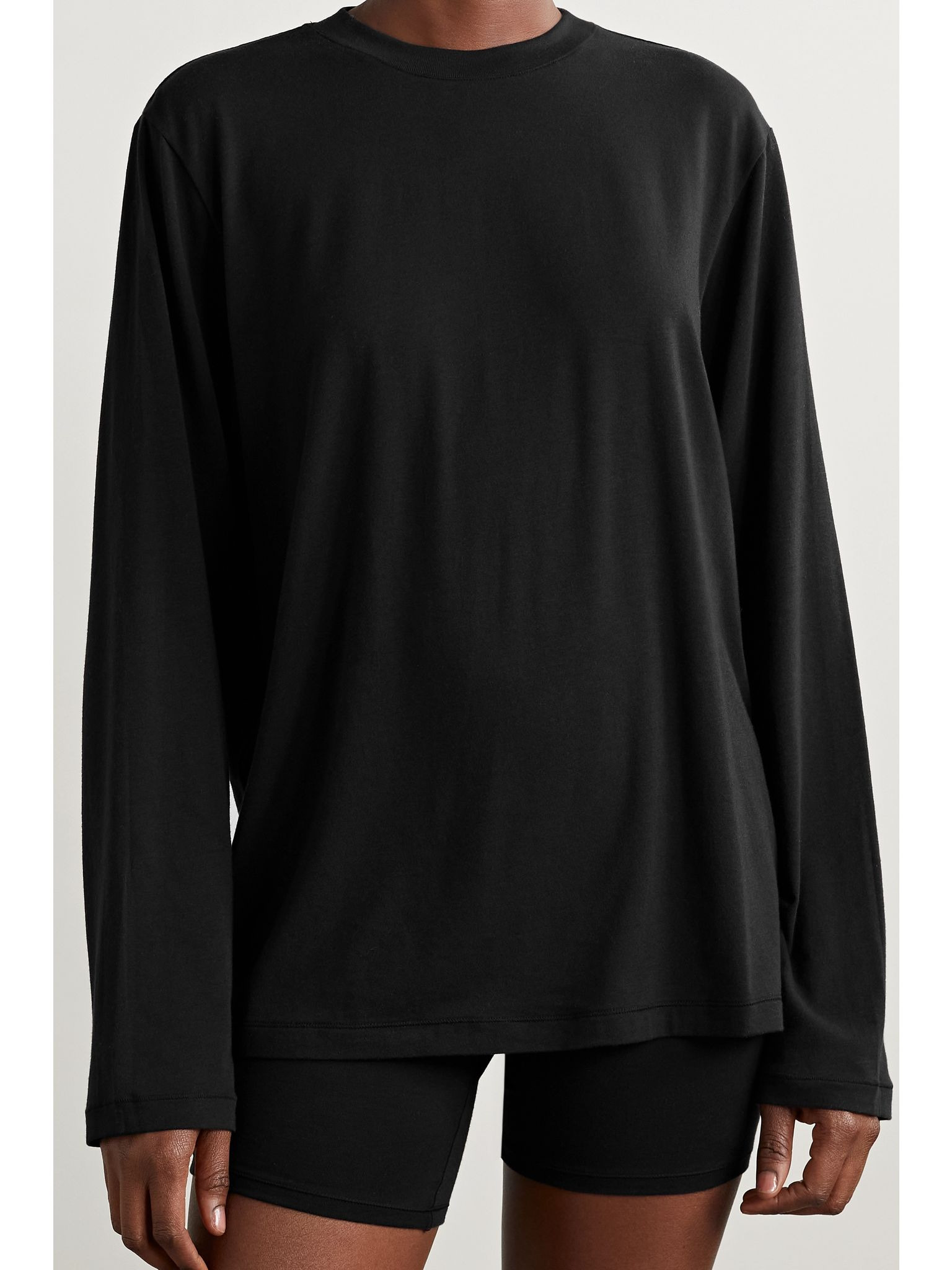 Boyfriend stretch-modal and cotton-blend jersey T-shirt - Onyx Black - 3