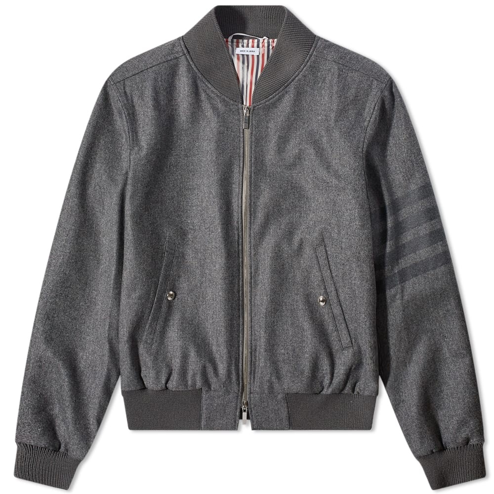 Thom Browne Four Bar Flannel Bomber Jacket - 1