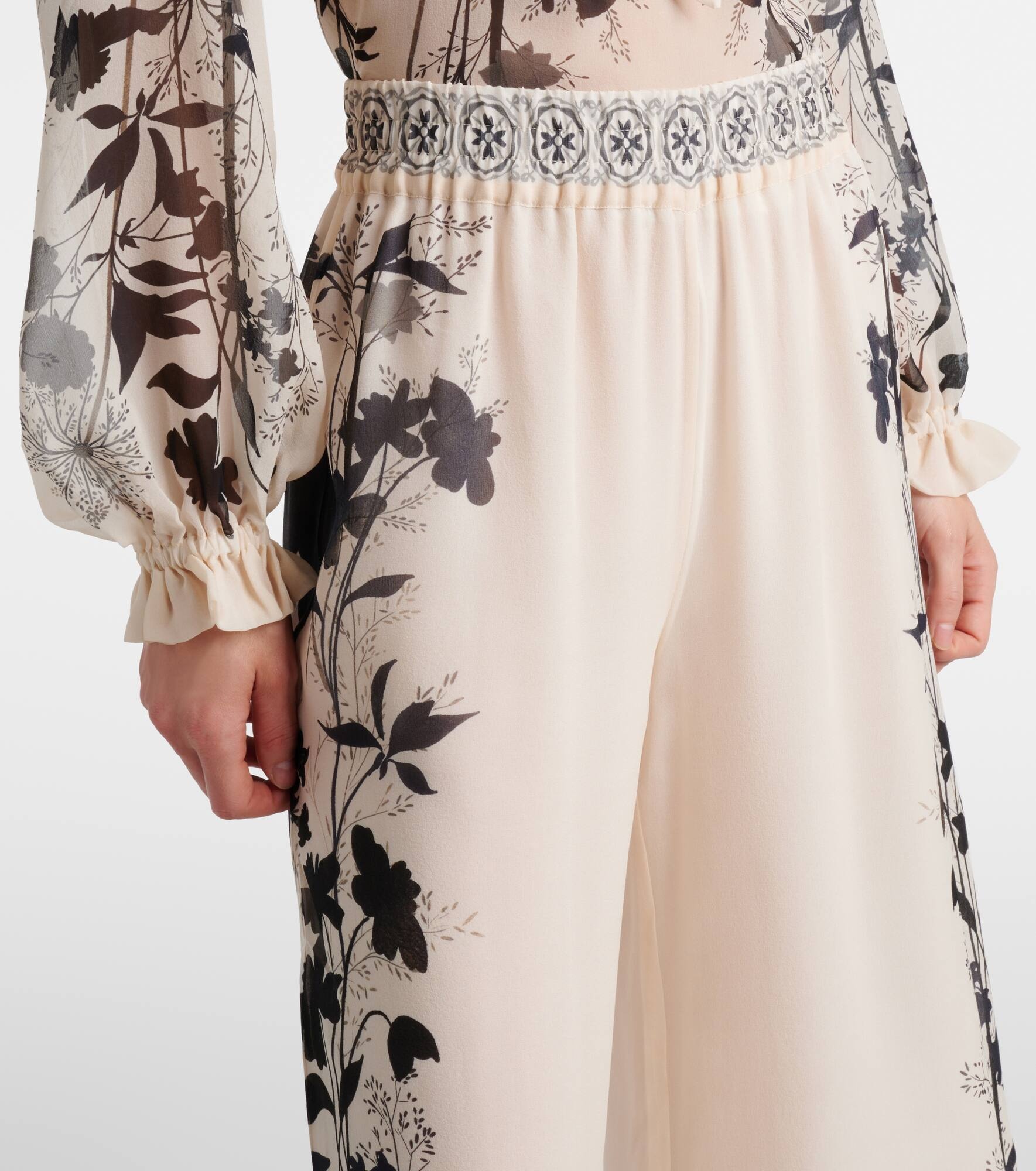 Printed silk palazzo pants - 4