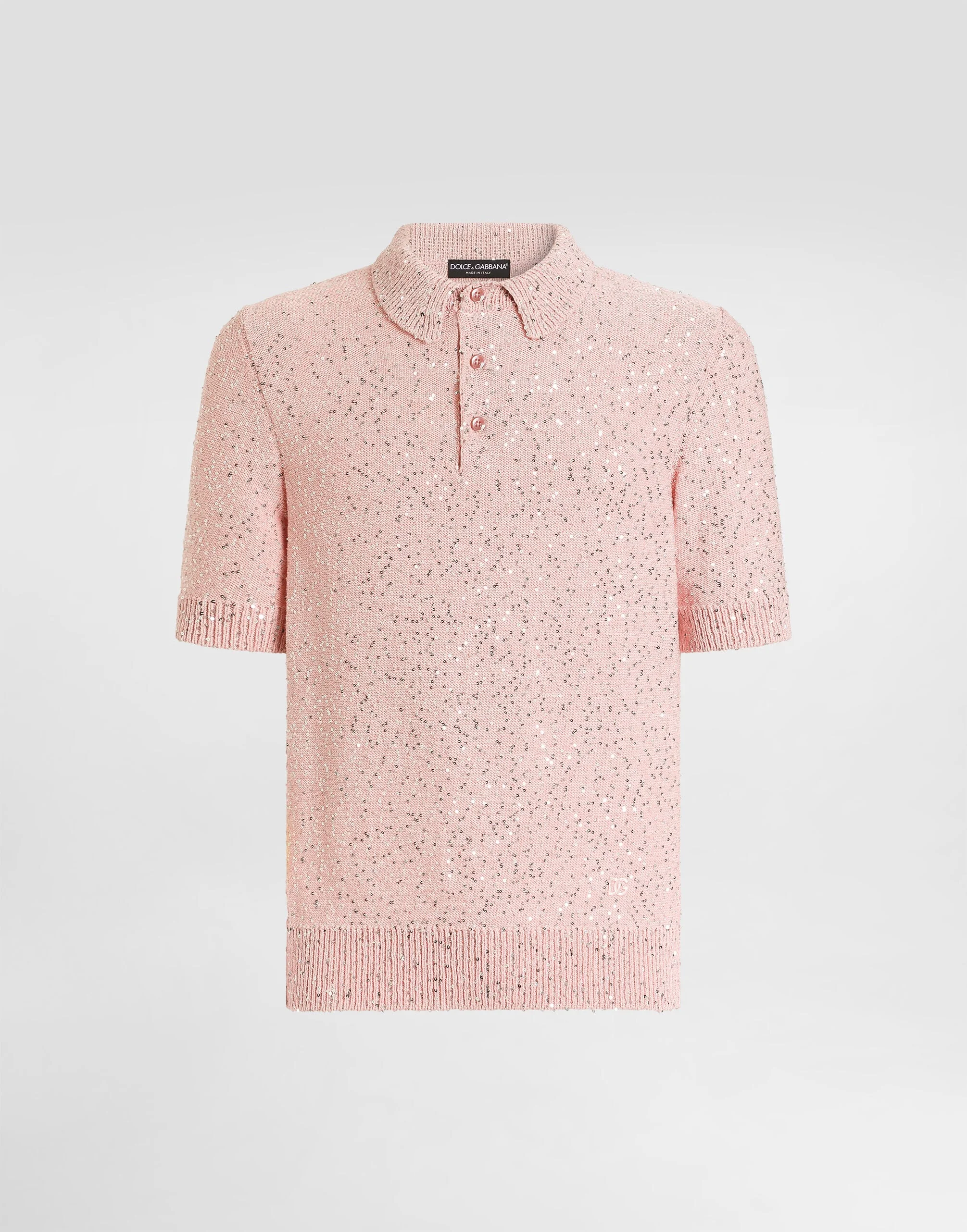Silk polo shirt with sequins - 1