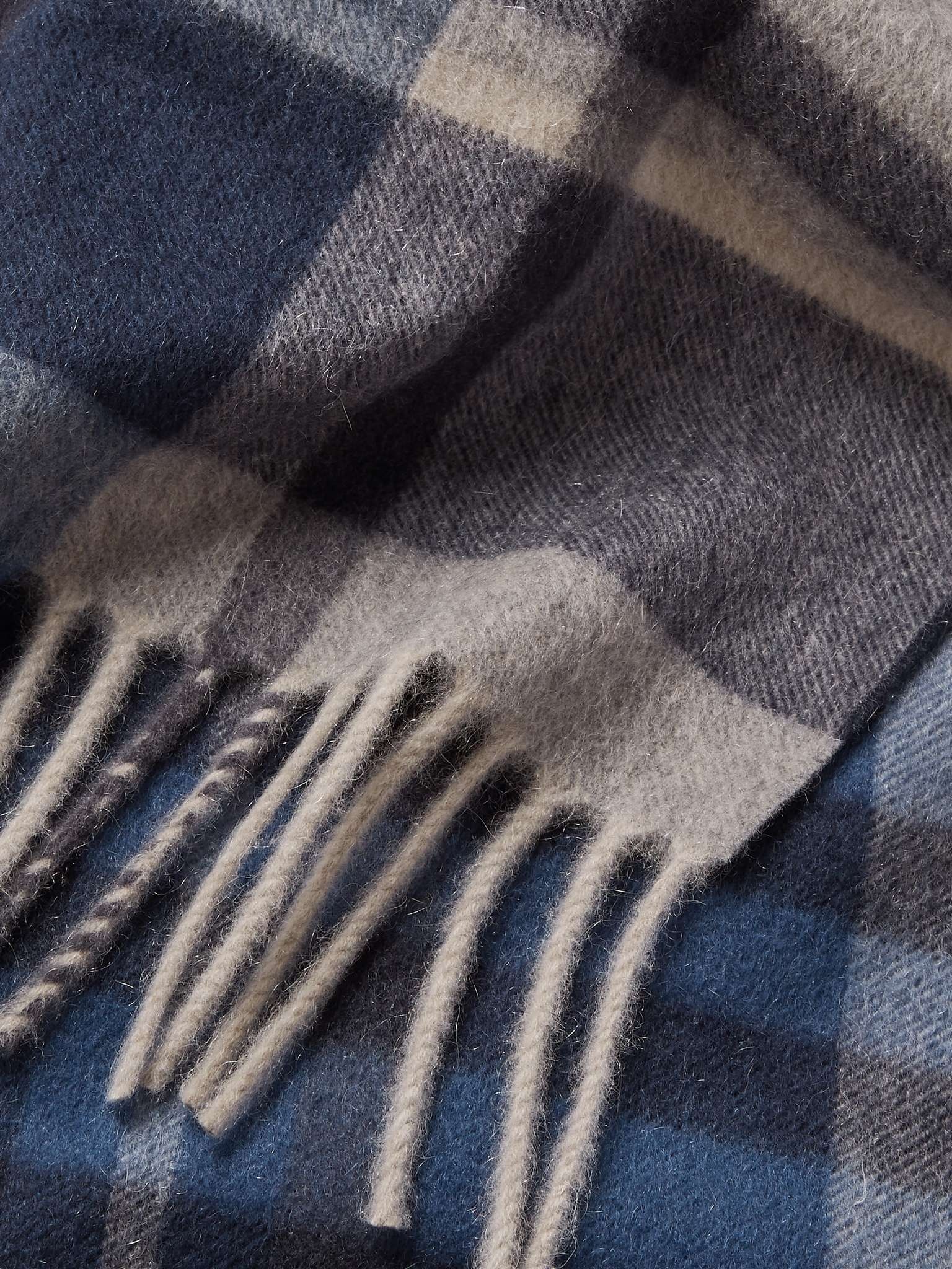 Fringed Checked Cashmere Scarf - 3