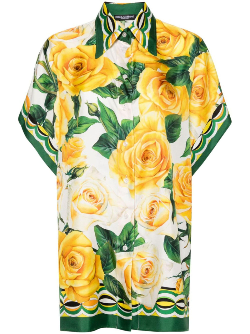 rose-print silk shirt 1