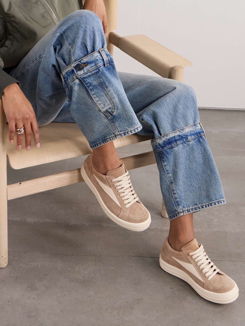 Rick Owens Vintage leather-trimmed suede sneakers Beige outlook