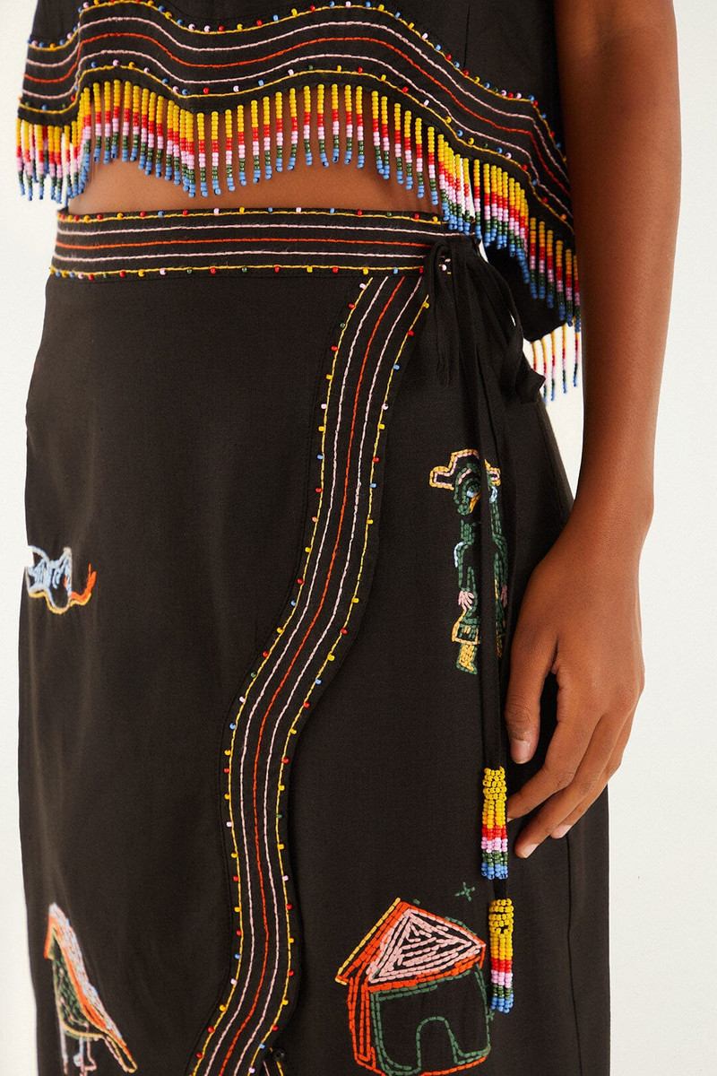 Ana Leovy Farm Rio Figures Wrap Midi Skirt 5