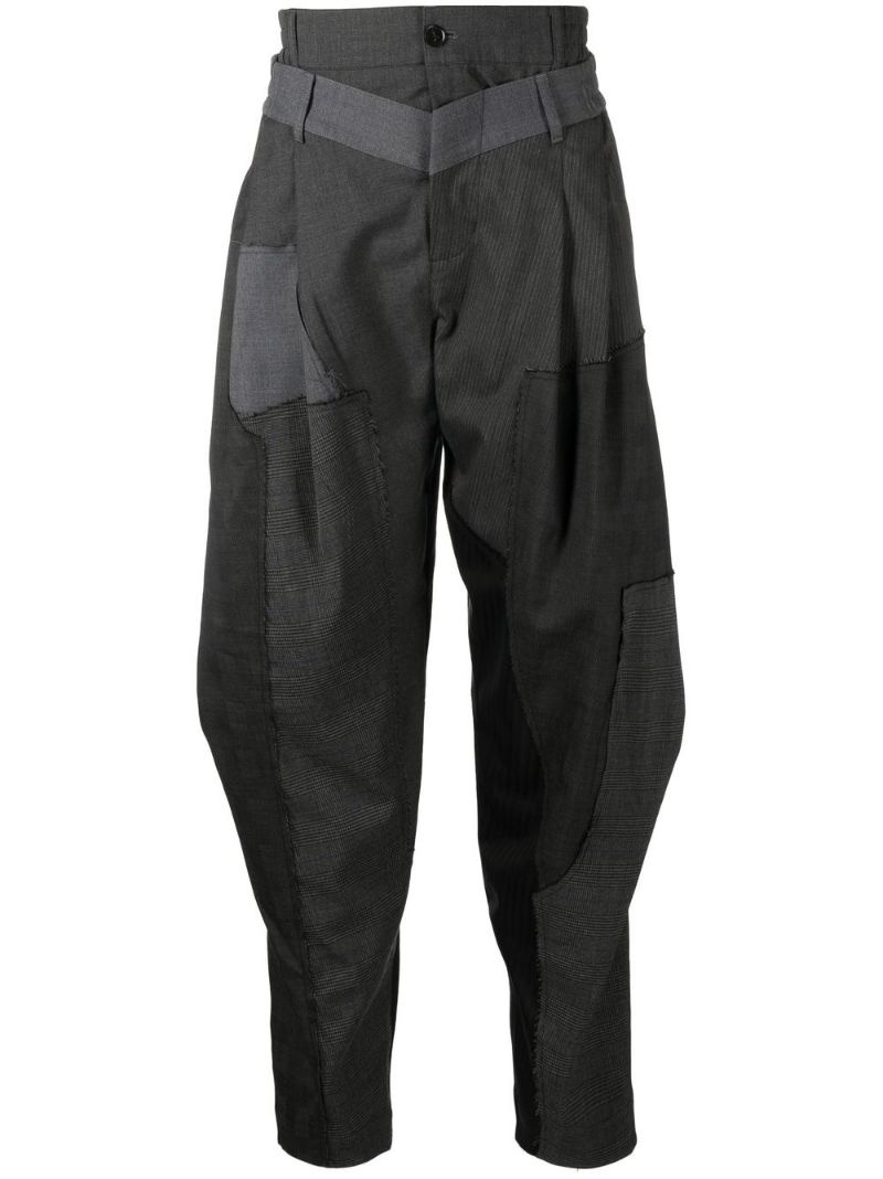 layered-design tapered trousers - 1
