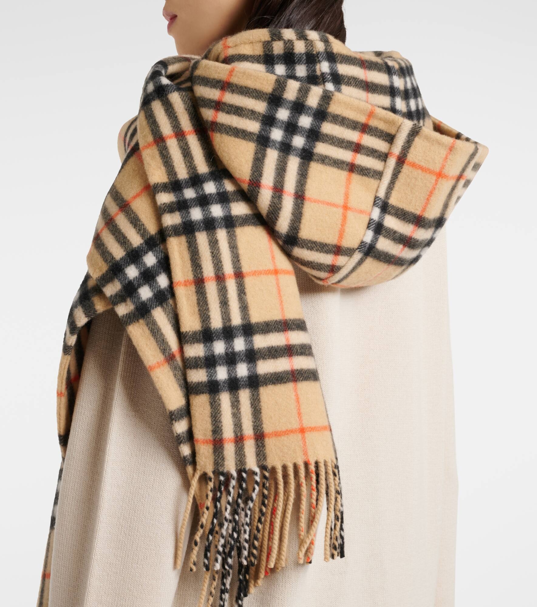 Burberry Check cashmere hooded scarf - 3