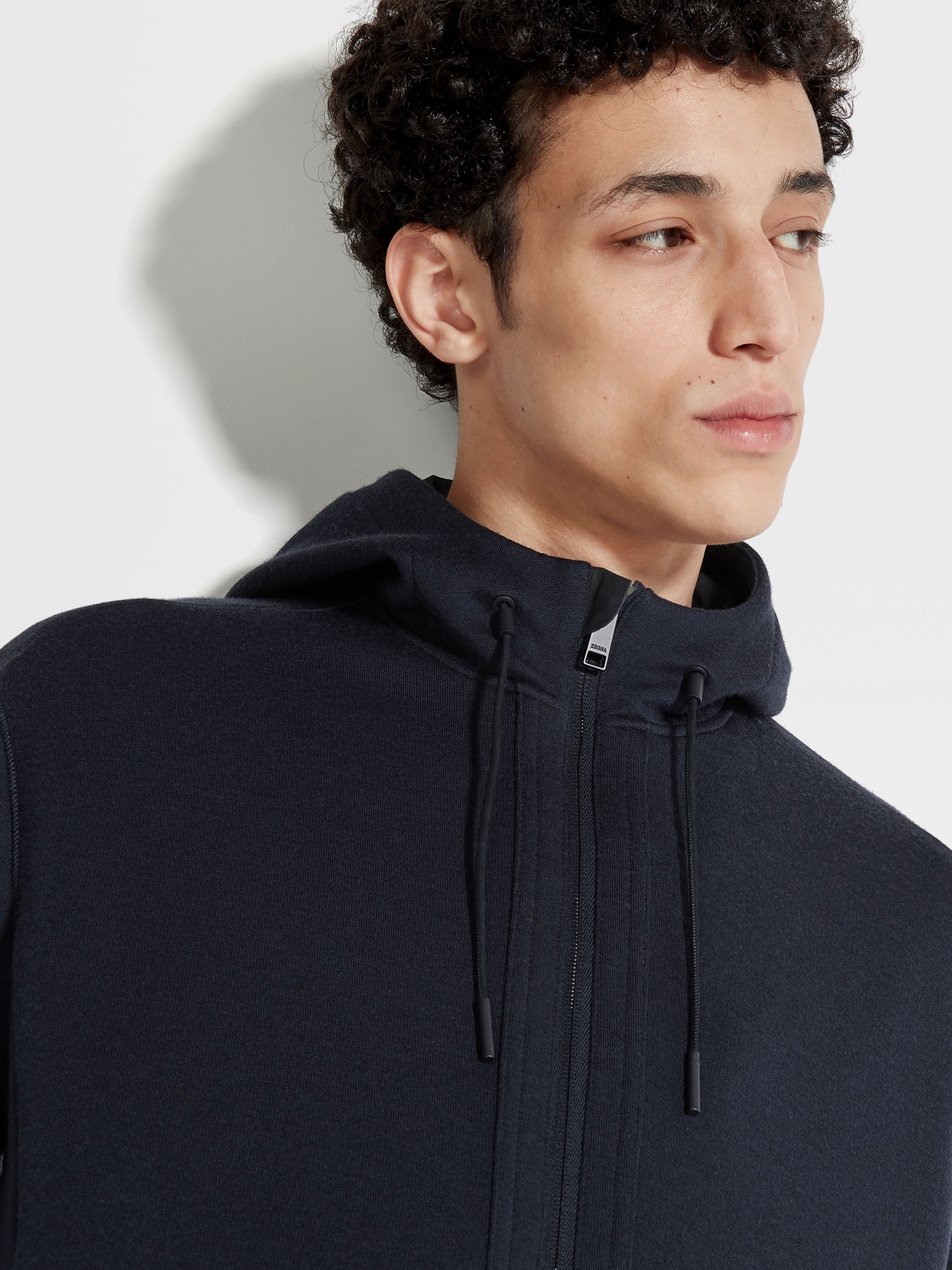 NAVY BLUE HIGH PERFORMANCE™ WOOL BLEND HOODIE - 2