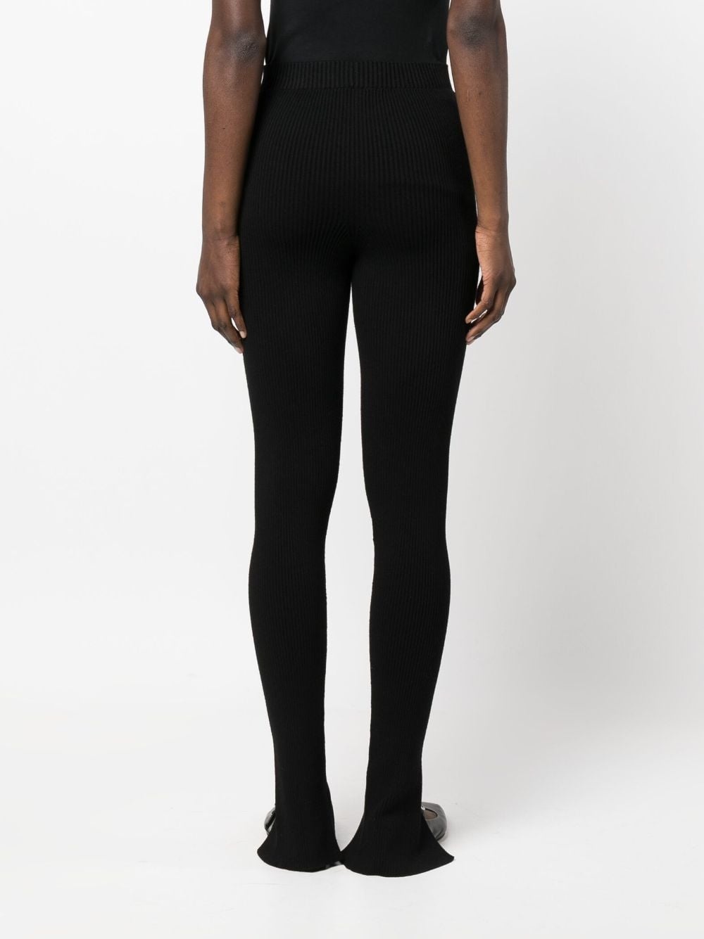 front-slit ribbed leggings - 4