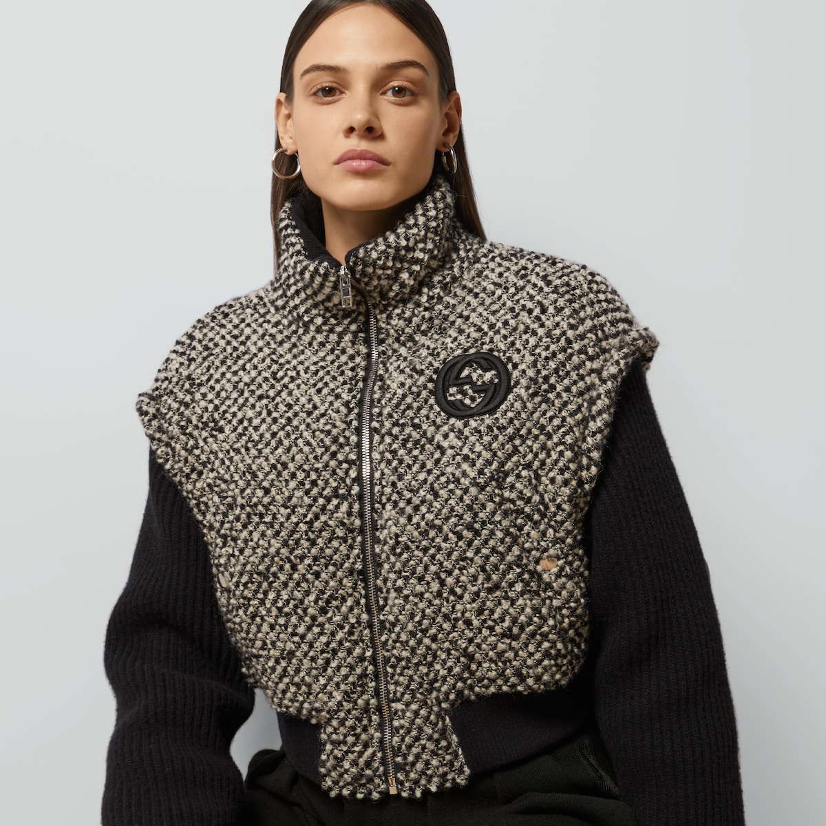 Bouclé wool jacket with Interlocking G - 5