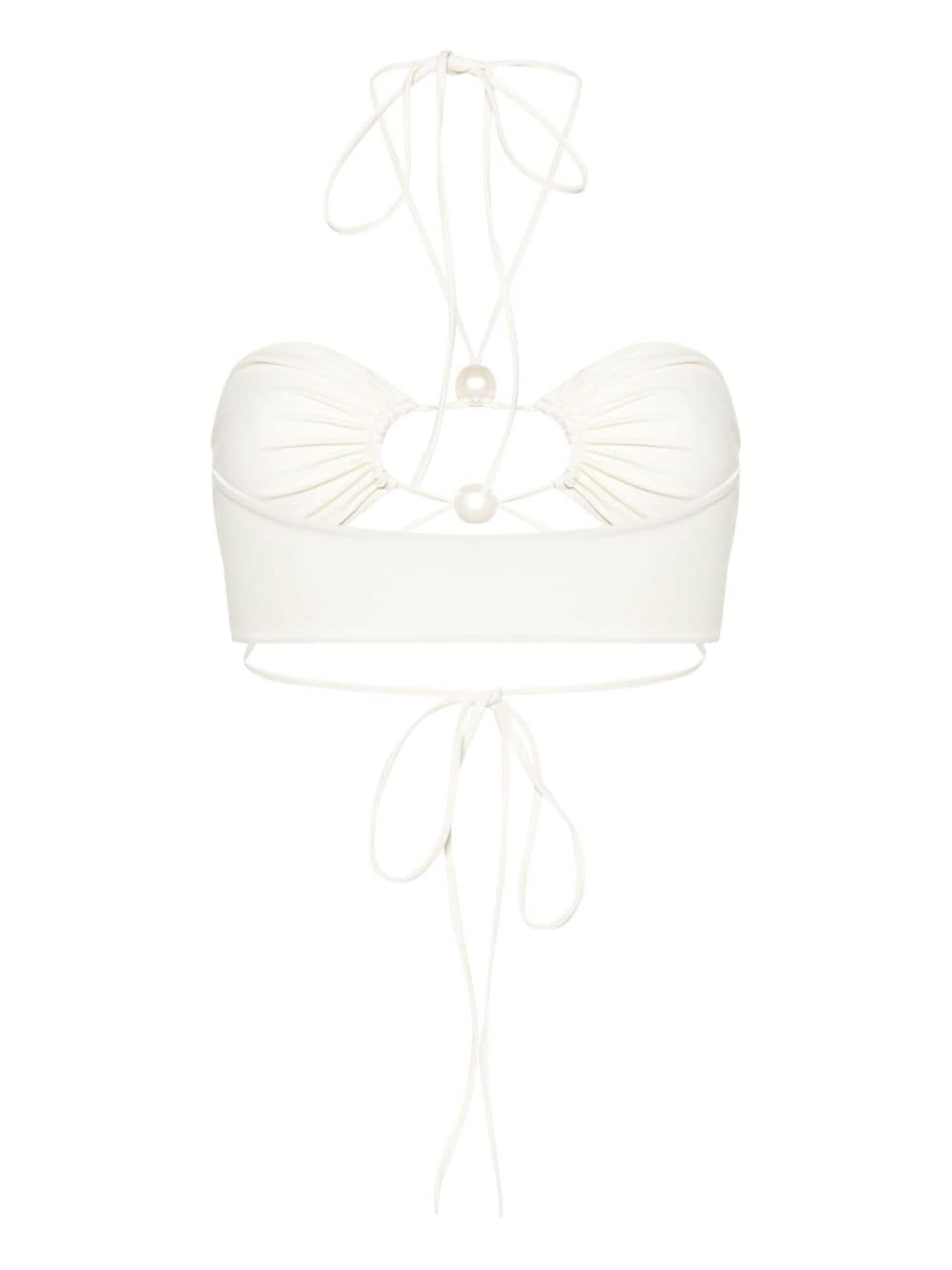 pearl-detail bandeau bikini top - 2