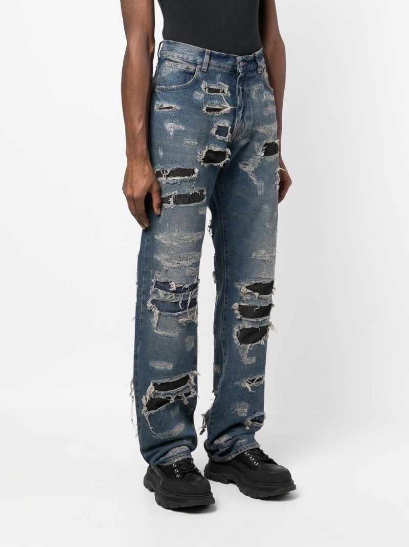 straight-leg distressed jeans - 3