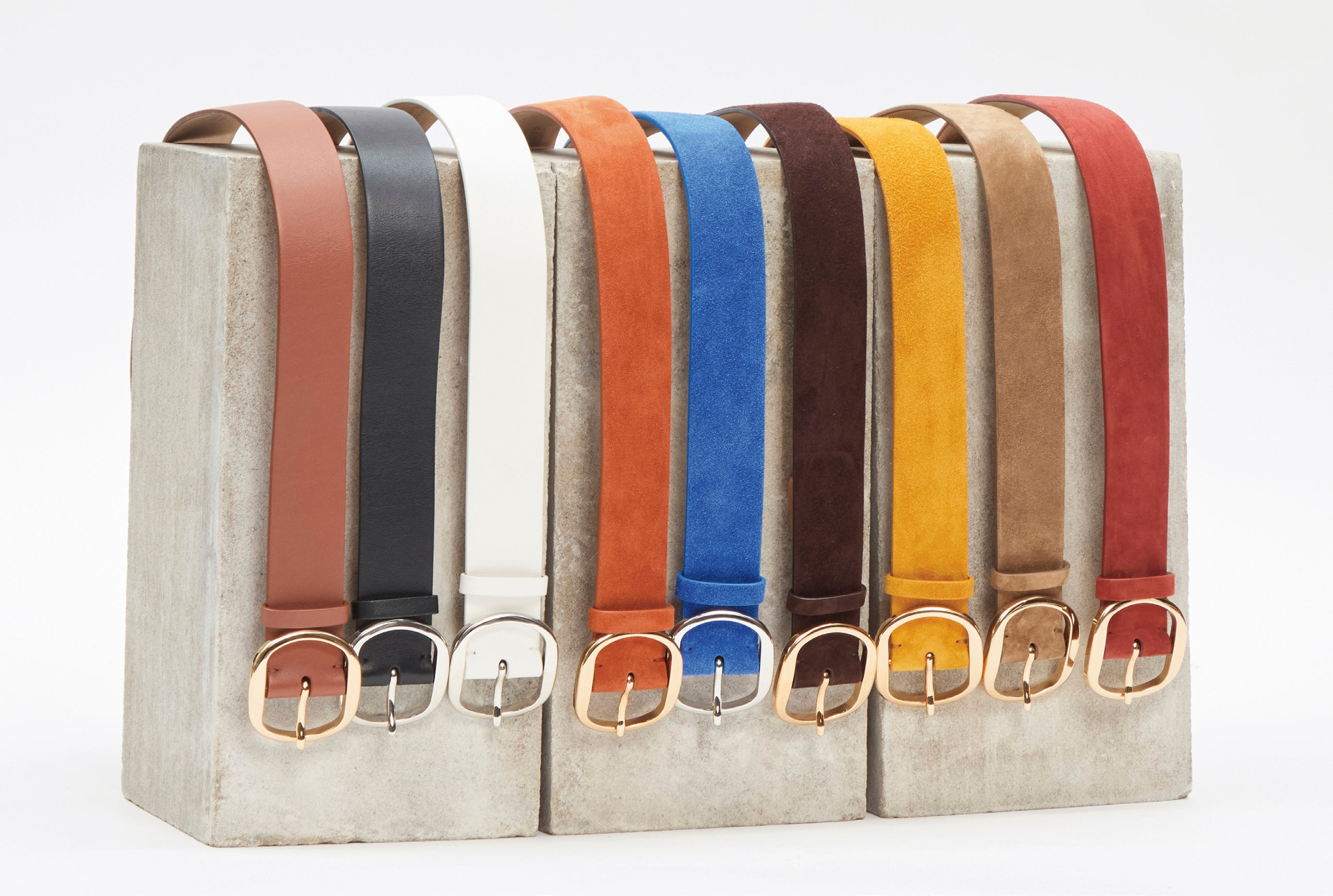 Elster Buckle Belt in Cobalt Suede - 4