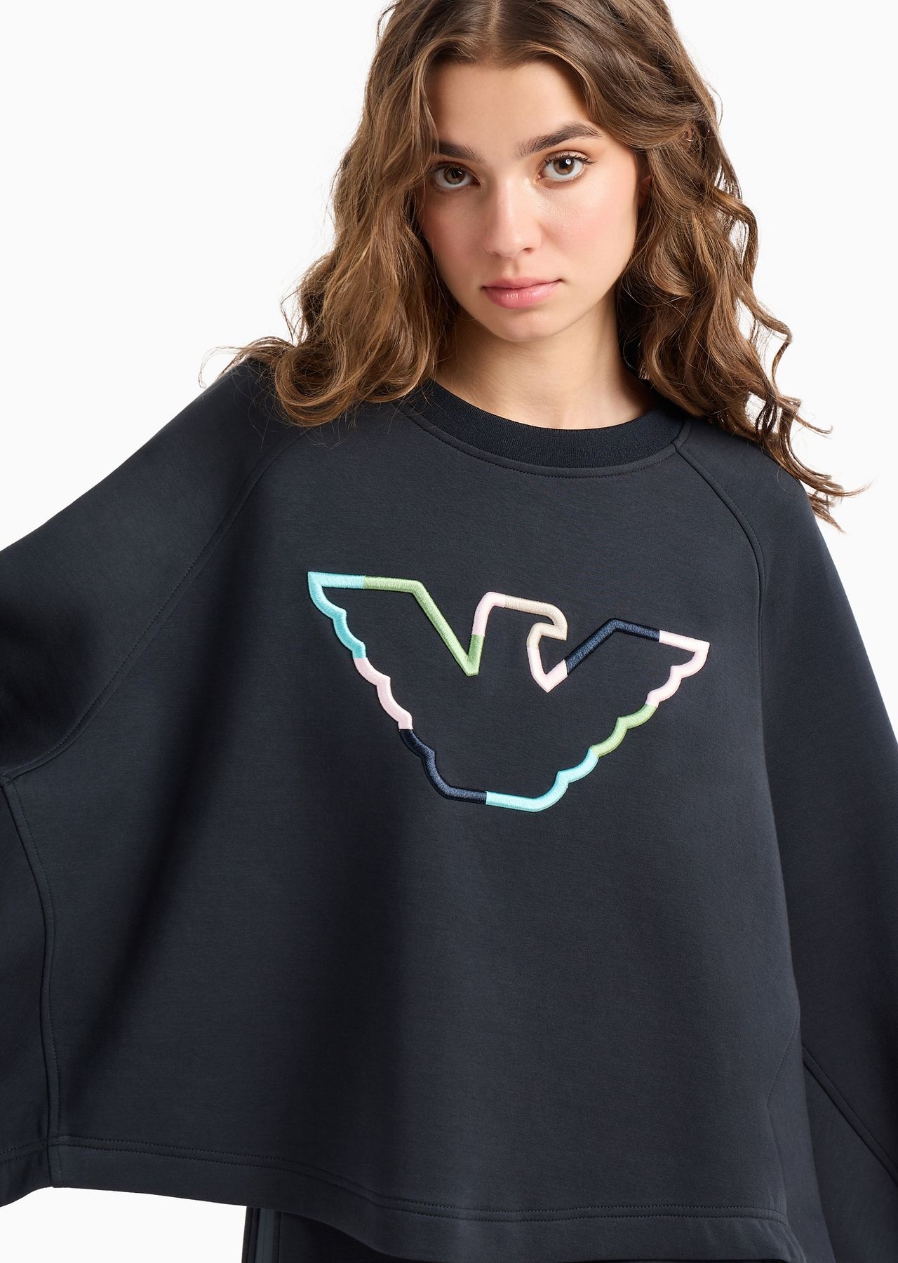 Double-jersey crew-neck sweatshirt with eagle - 5