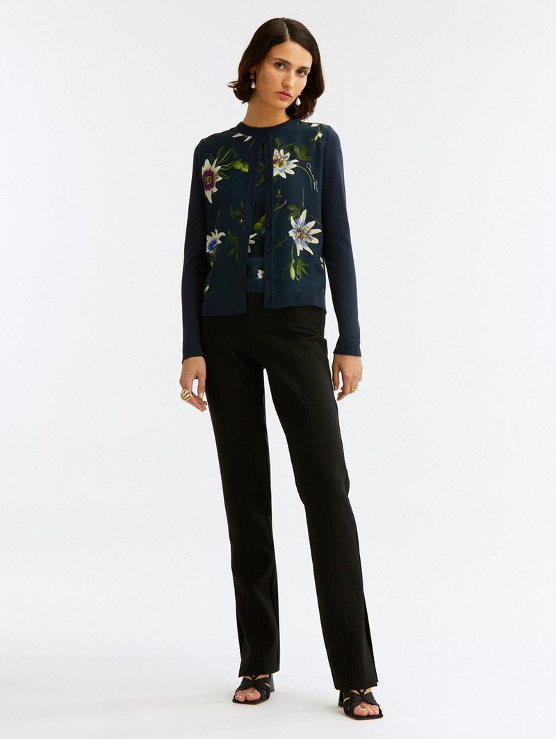 Oscar de la Renta PASSIONFLOWER SILK INSET CARDIGAN outlook