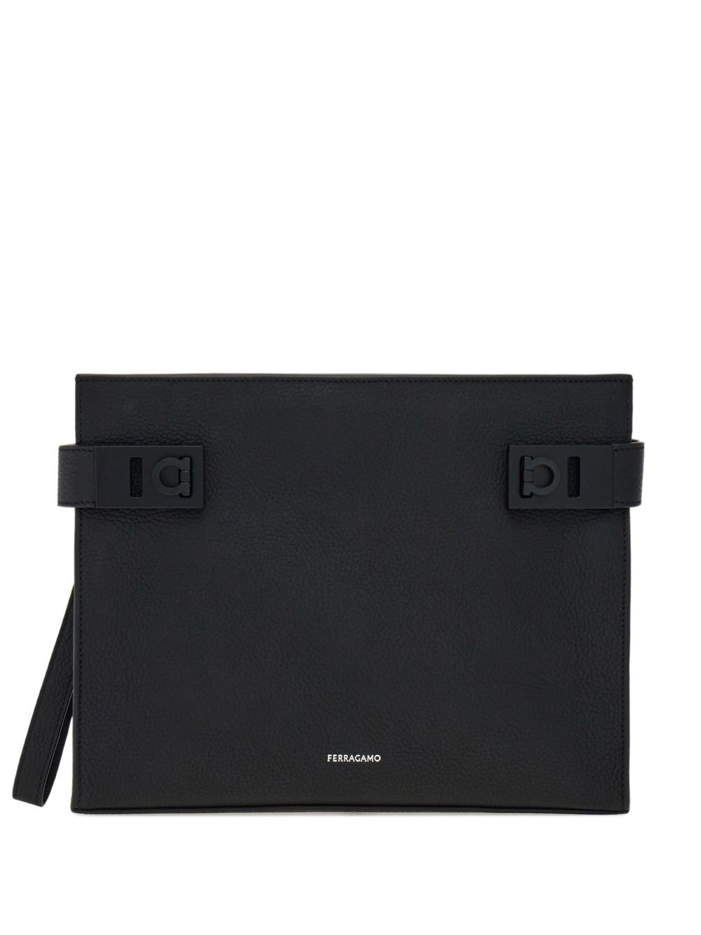 Gancini-buckle leather clutch bag - 1
