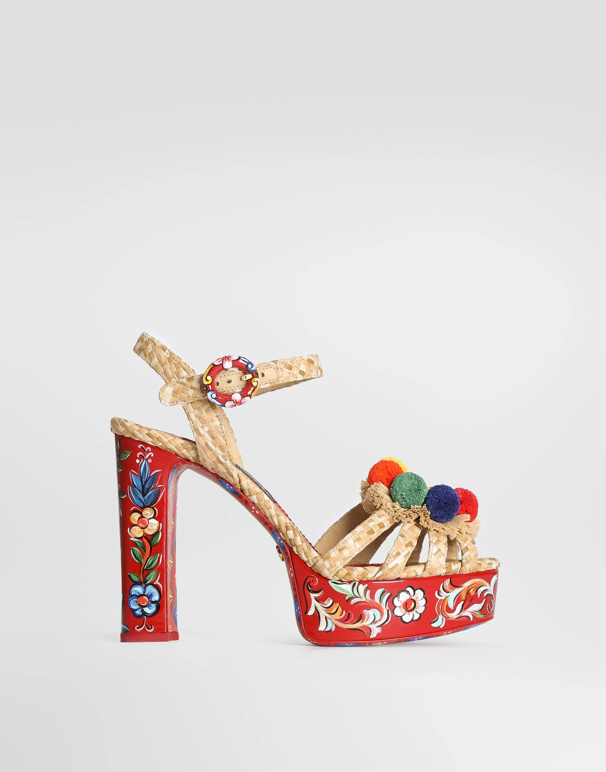 Raffia platform sandals with embroidery - 1