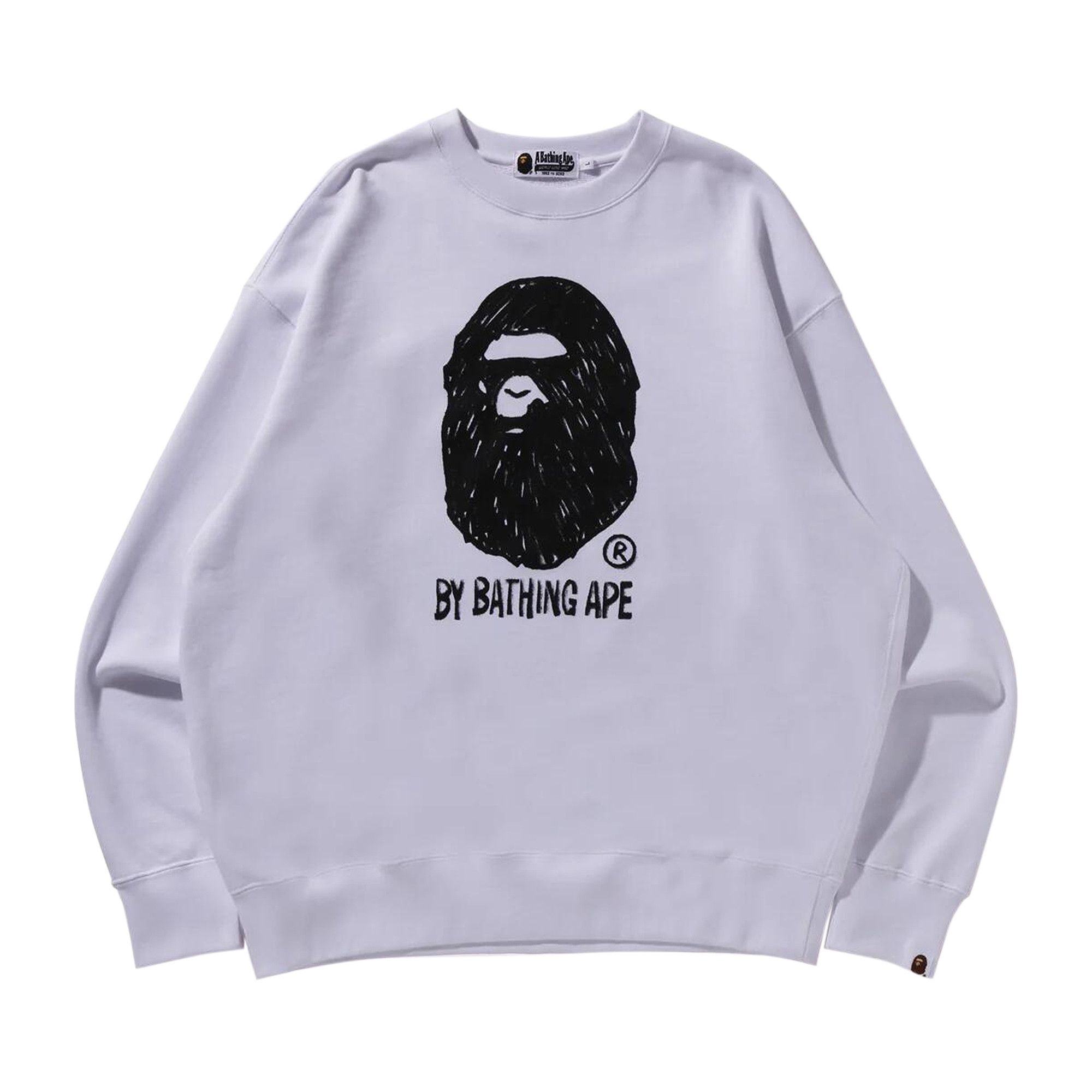 BAPE Hand Draw Ape Head Crewneck 'White' - 1