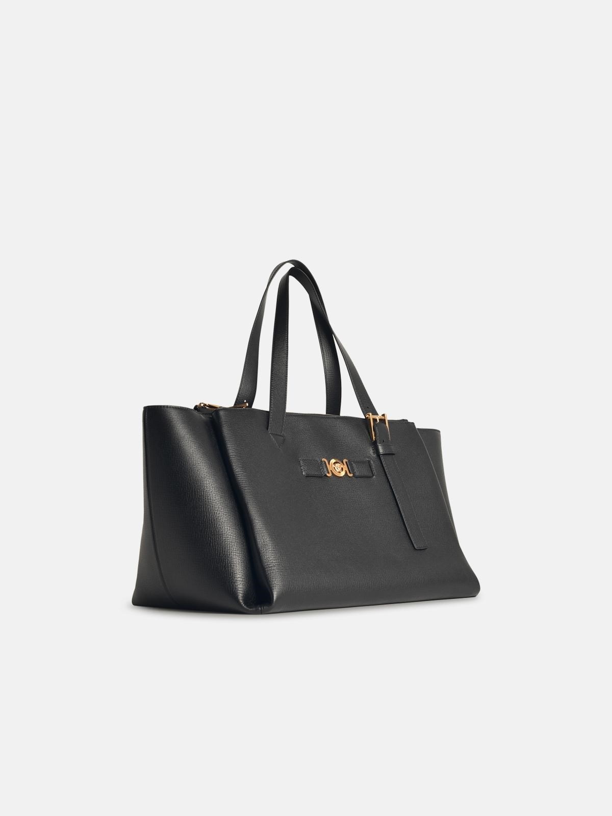 BLACK EMBOSSED LEATHER DUFFEL BAG - 2