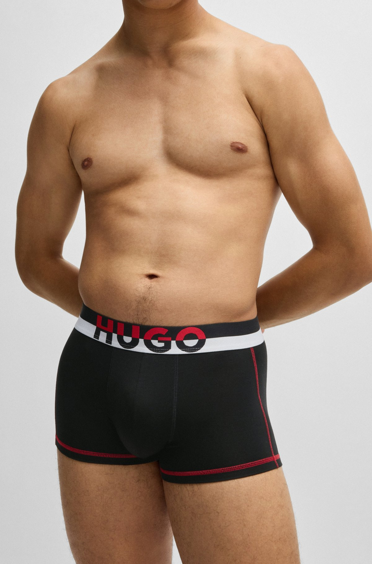 STRETCH-JERSEY TRUNKS WITH COLOR-BLOCK WAISTBAND - 4