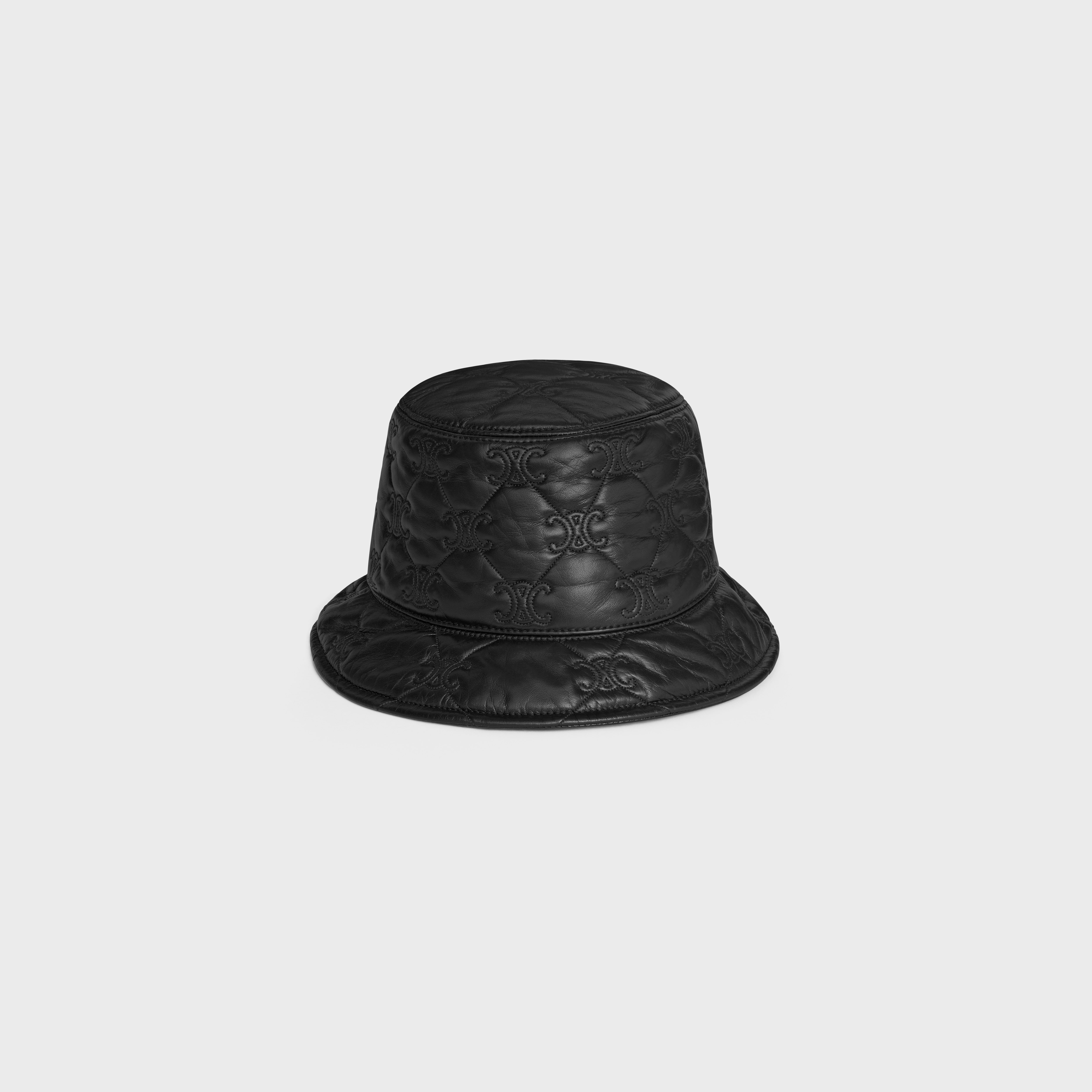 triomphe quilted bucket hat in soft lambskin - 1