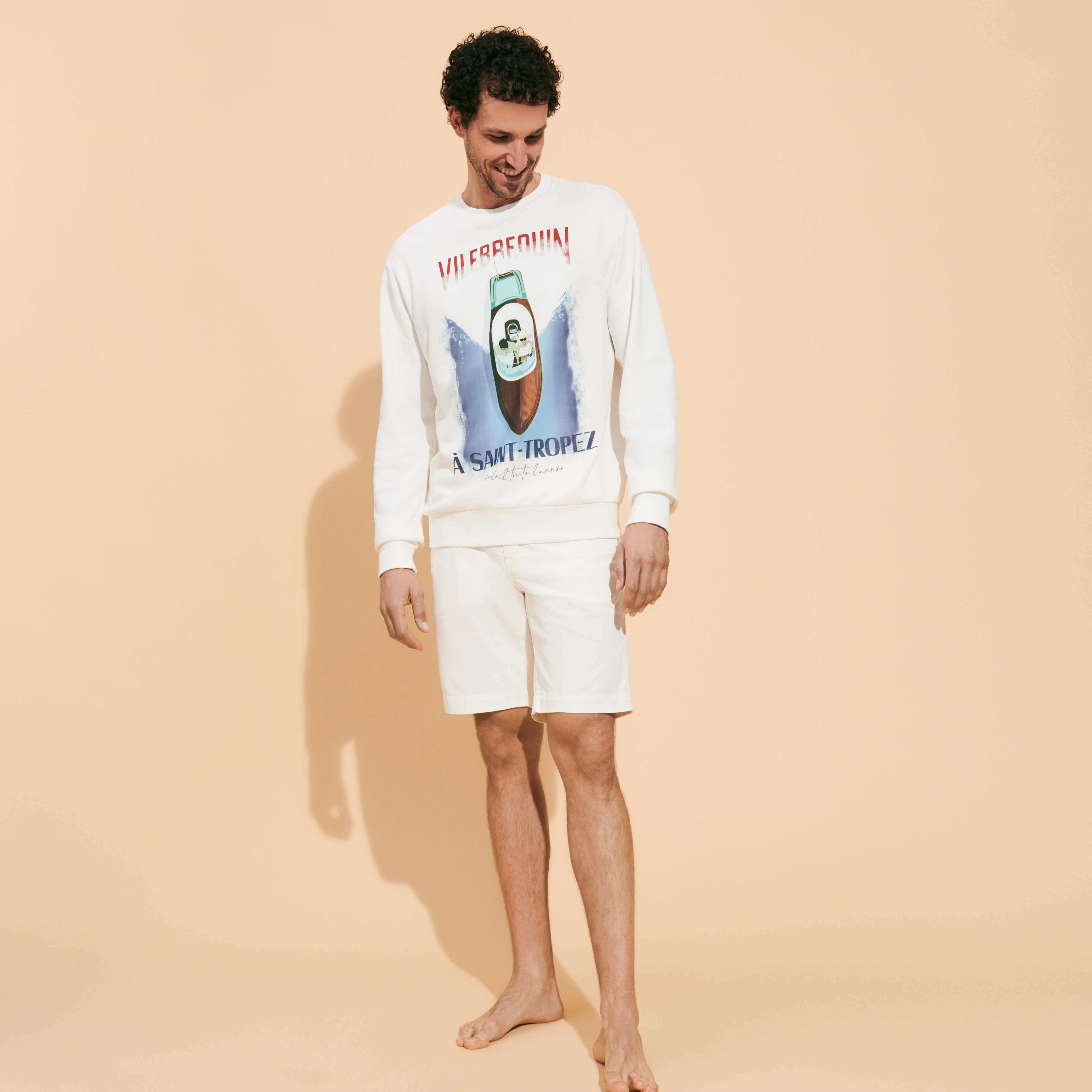 Cotton and Fleece Crewneck Men Sweatshirt Inboard Boat - 5