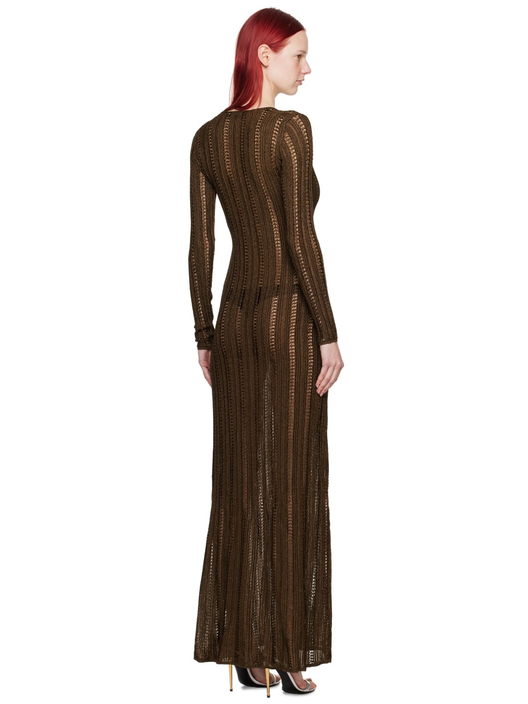 Brown Evening Maxi Dress - 3