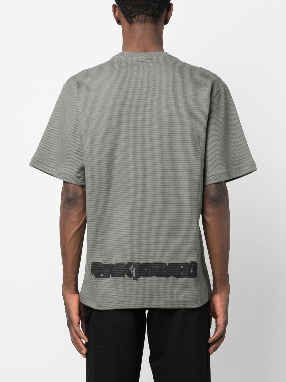 grid-print cotton T-shirt - 4