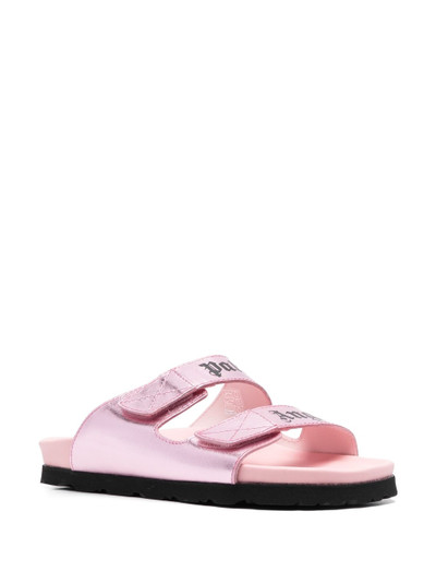 Palm Angels logo-print leather flat sandals outlook