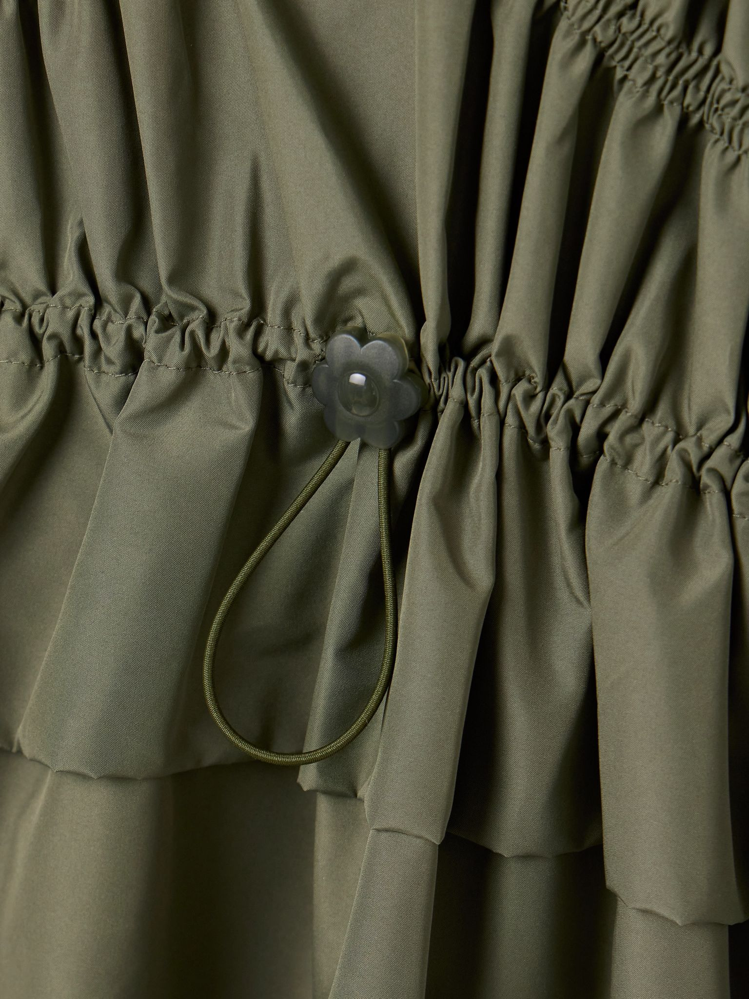 Betsy shirred recycled-shell midi dress Army green - 4