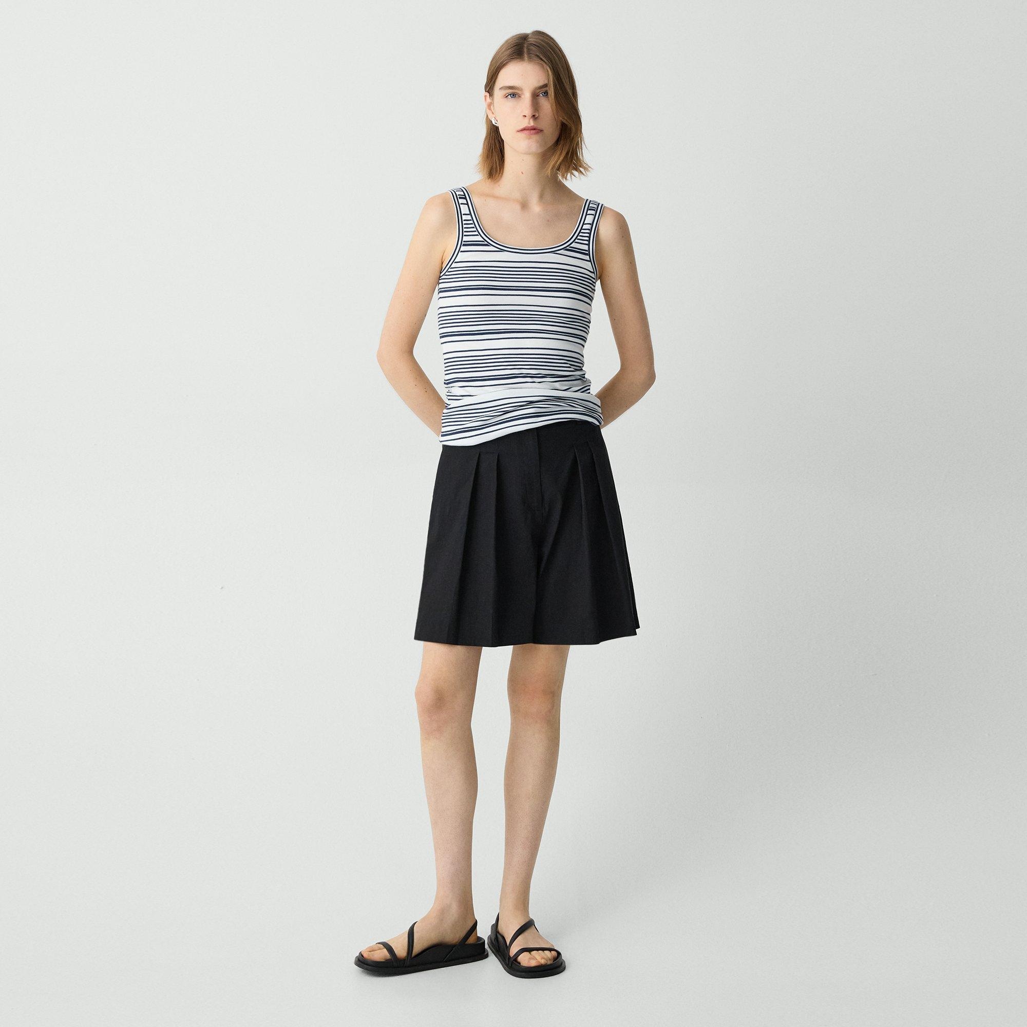Scoop-Neck Tank Top in Striped Cotton Jersey - 6