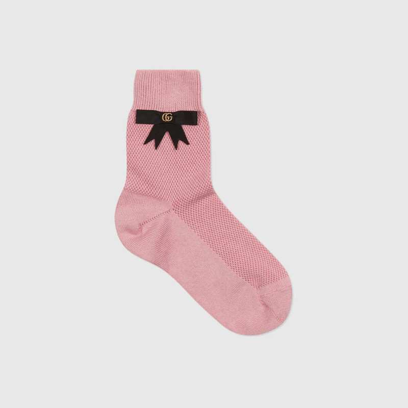Cotton blend socks with GG bow 1