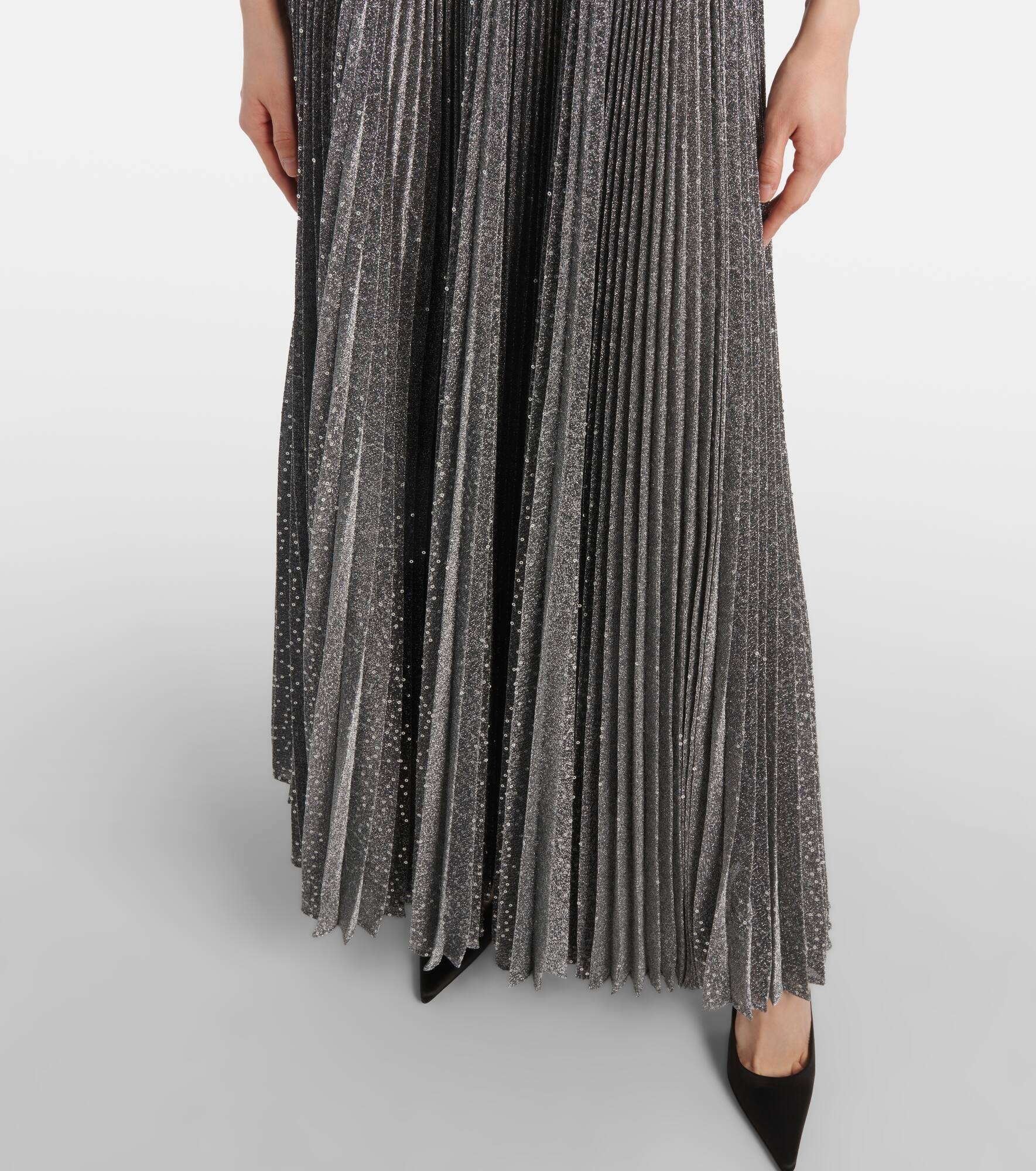 Metallic plissé cocktail dress - 5