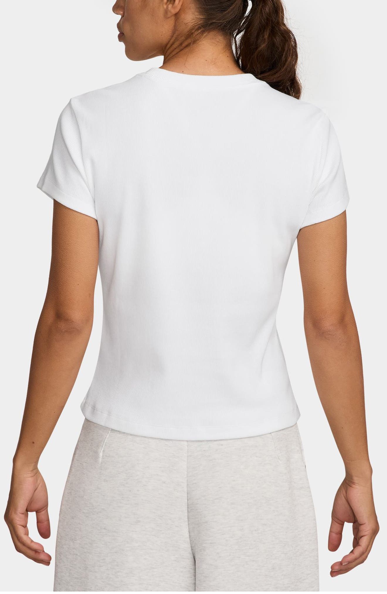Nike Sportswear Rib Cotton Blend T-Shirt in White at Nordstrom - 2