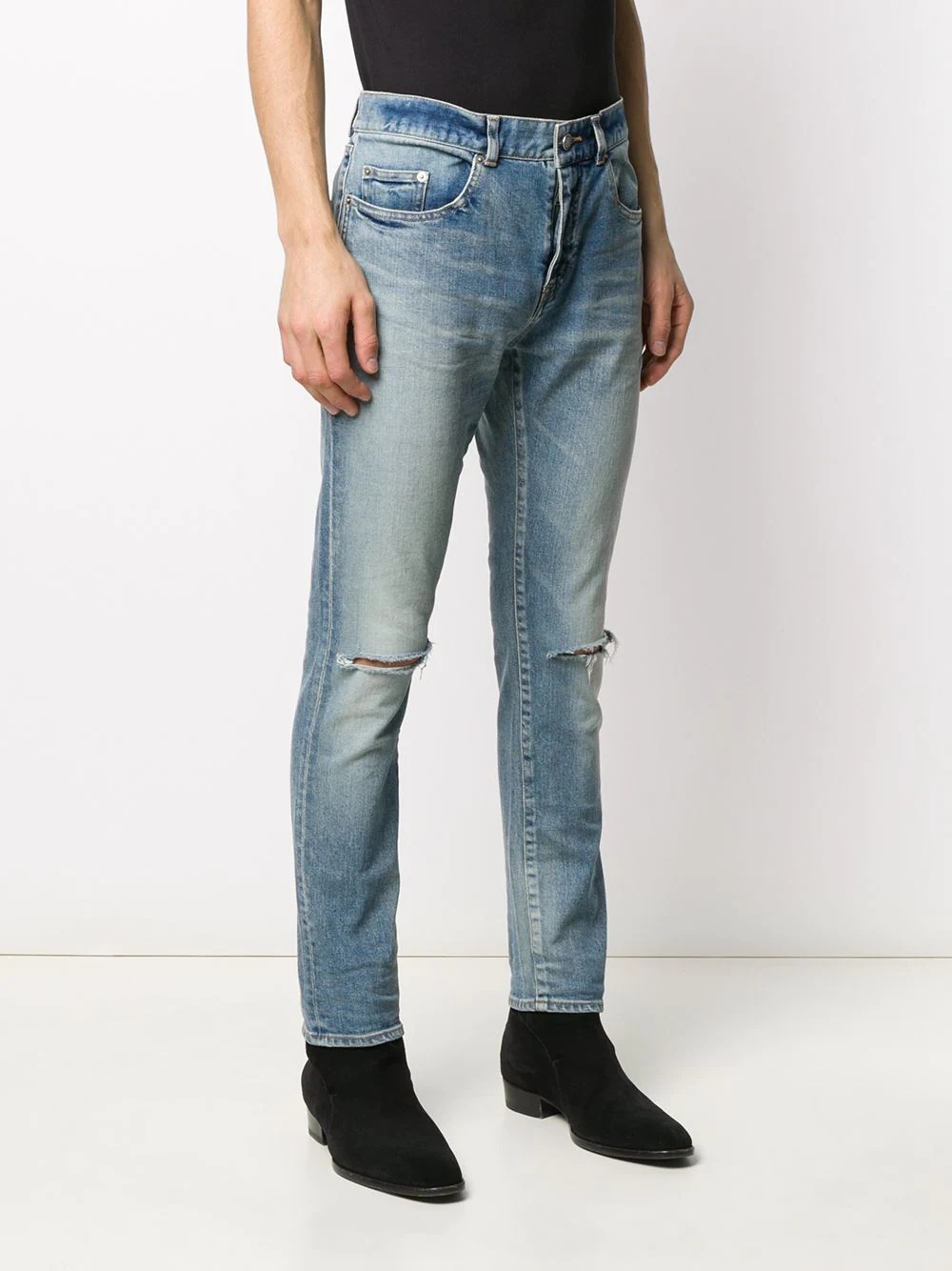 distressed detail slim-fit jeans - 3