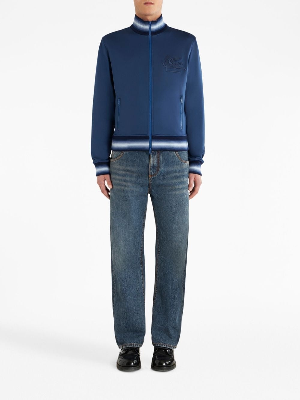 logo-embroidered stripe-detailing jacket - 2