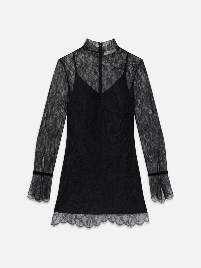 Lace Shift Dress in Black 1
