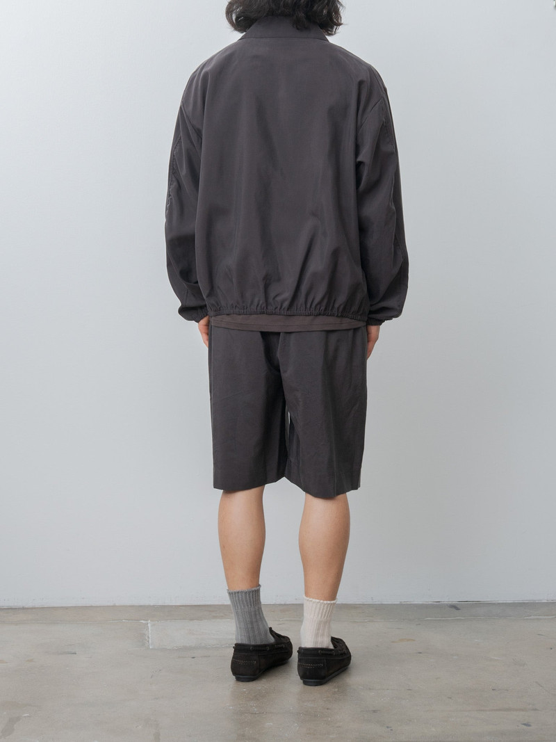 Silk Nylon Collared Zip Jacket - Charcoal Brown 5