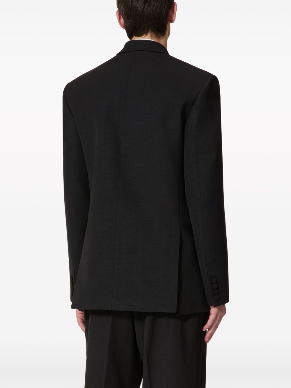 slogan-print double-breasted blazer - 4