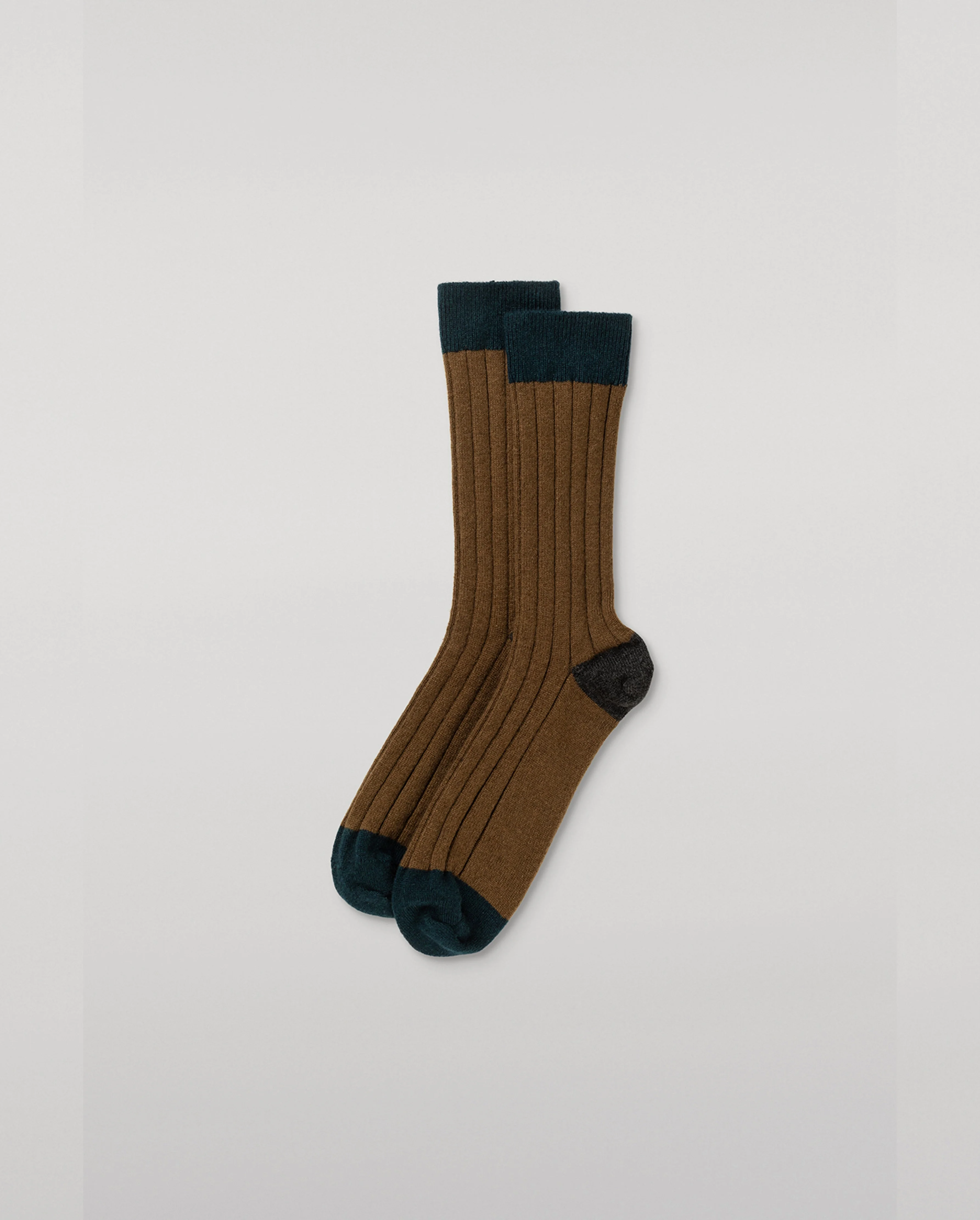Alexander Colour Block Green Men's Cashmere Socks - 1