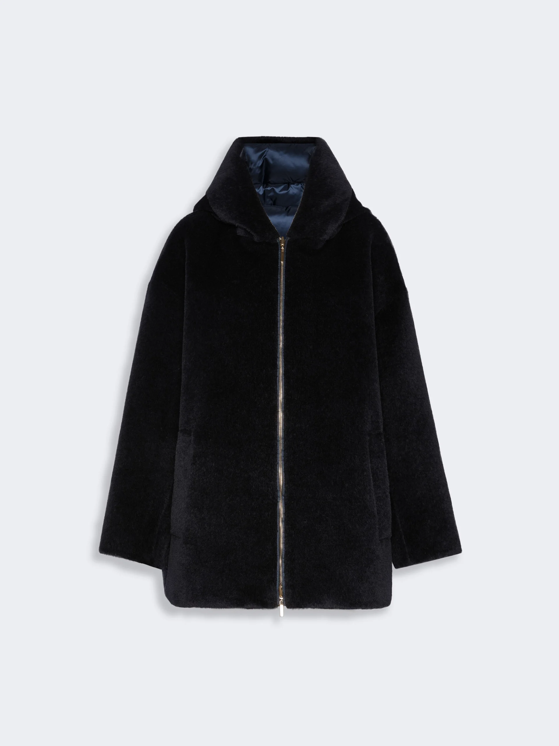 OLIVIA Roomy reversible puffer jacket in wool and alpaca - MIDNIGHTBLUE - 1