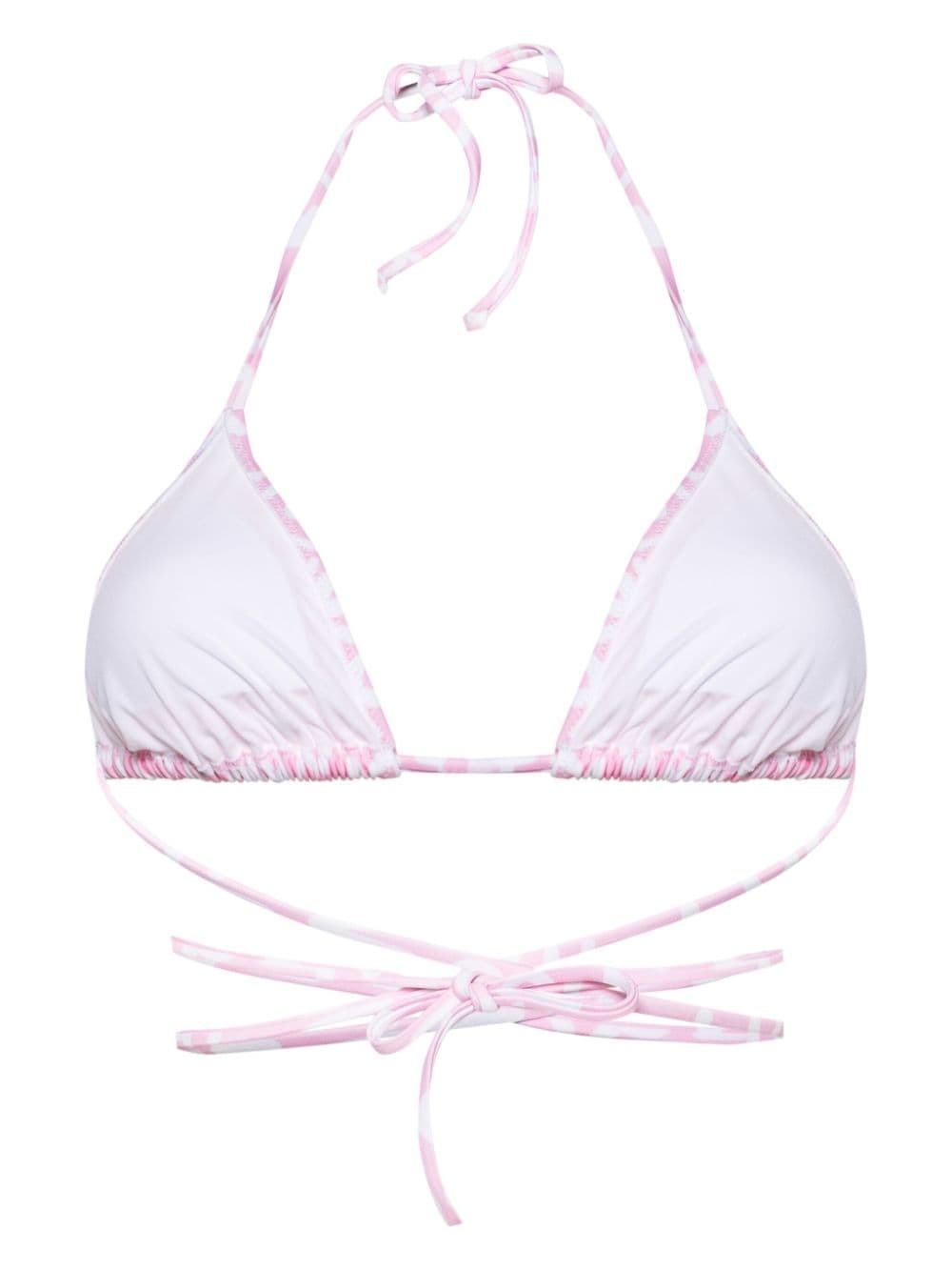logo-print halterneck bikini top - 2